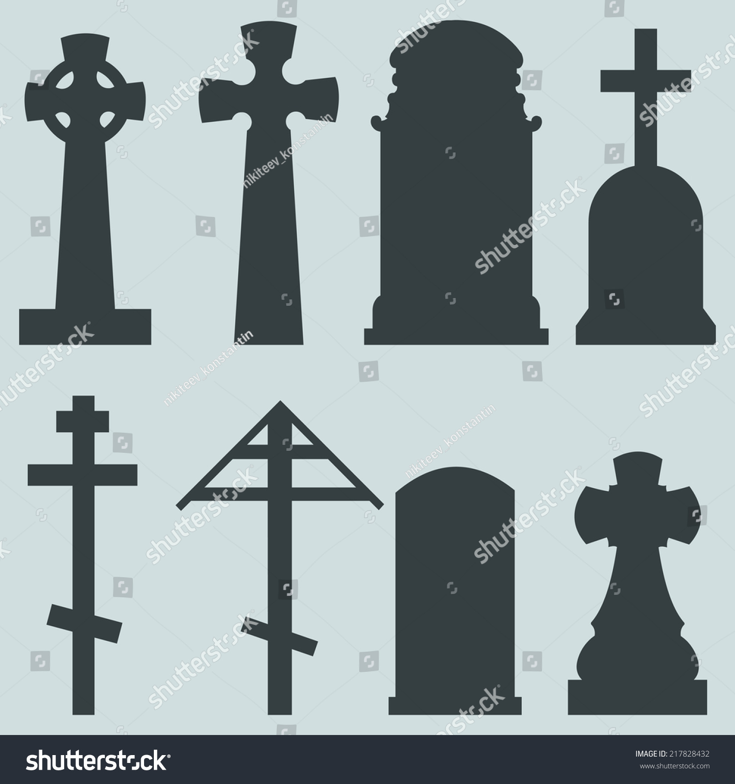 Vector Set Of Silhouette Tombstones 217828432 Shutterstock