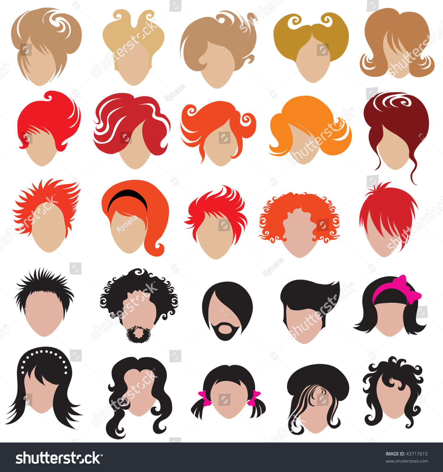 Vector Set Of Trendy Hair Styling Icons (From My Big "Hair Styling