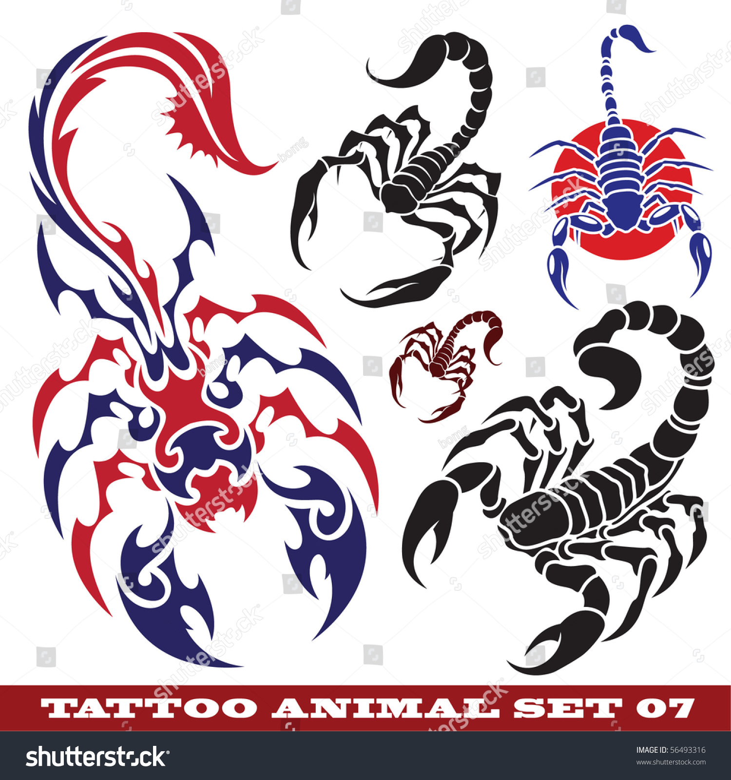 Vector Set Templates Scorpions Tattoo Design Stock Vector 56493316