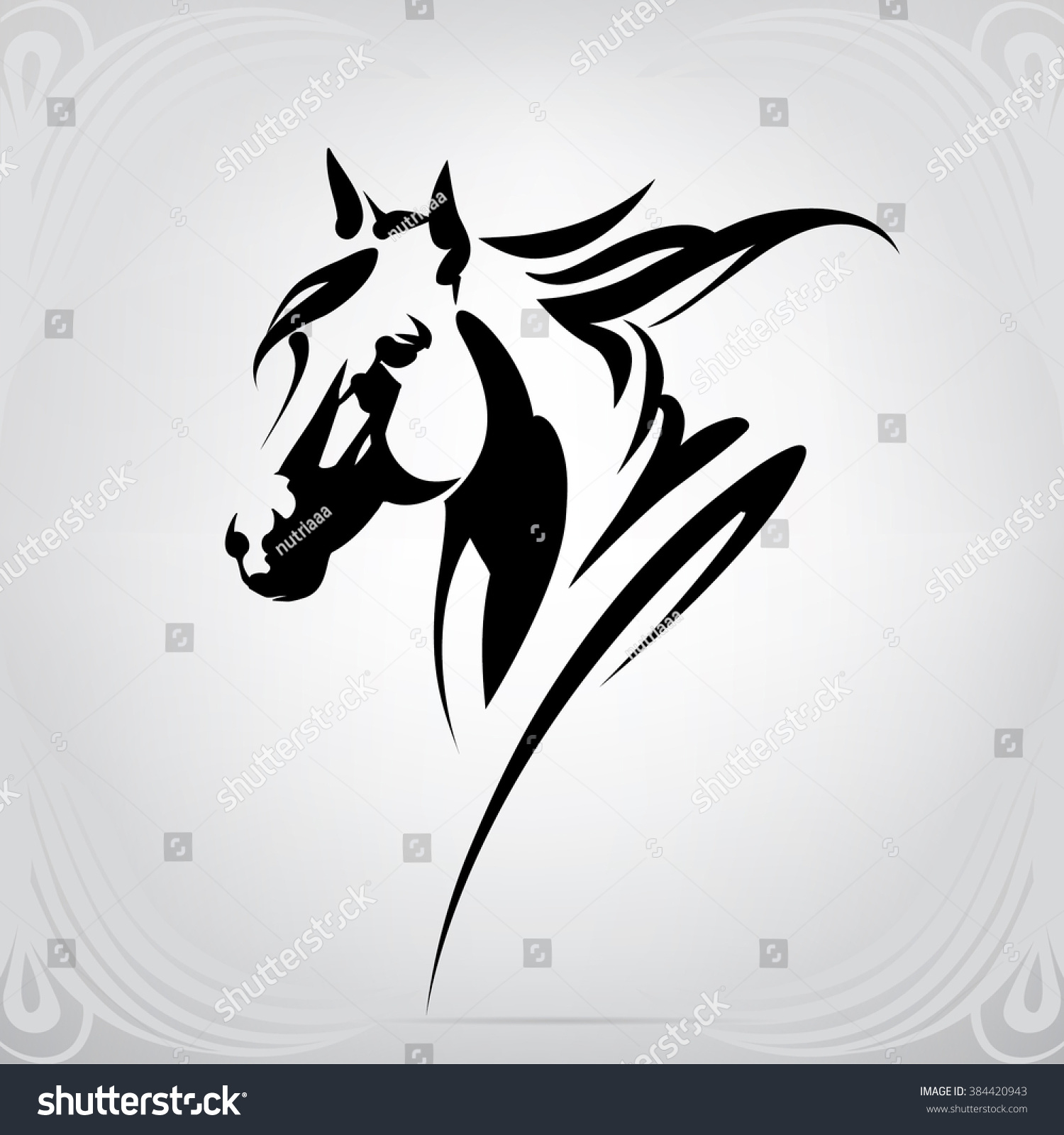 Vector Silhouette Horses Head Stock Vector 384420943 - Shutterstock