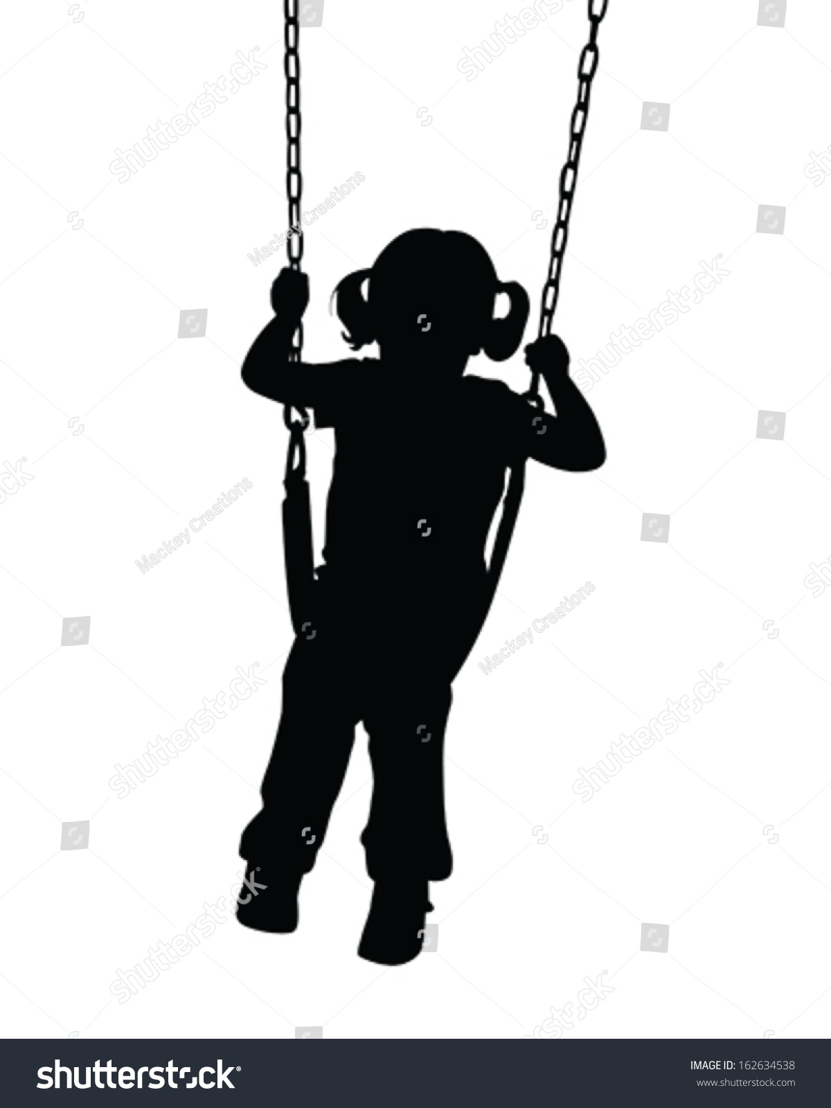 Vector Silhouette Of A Little Girl On A Swing 162634538 Shutterstock