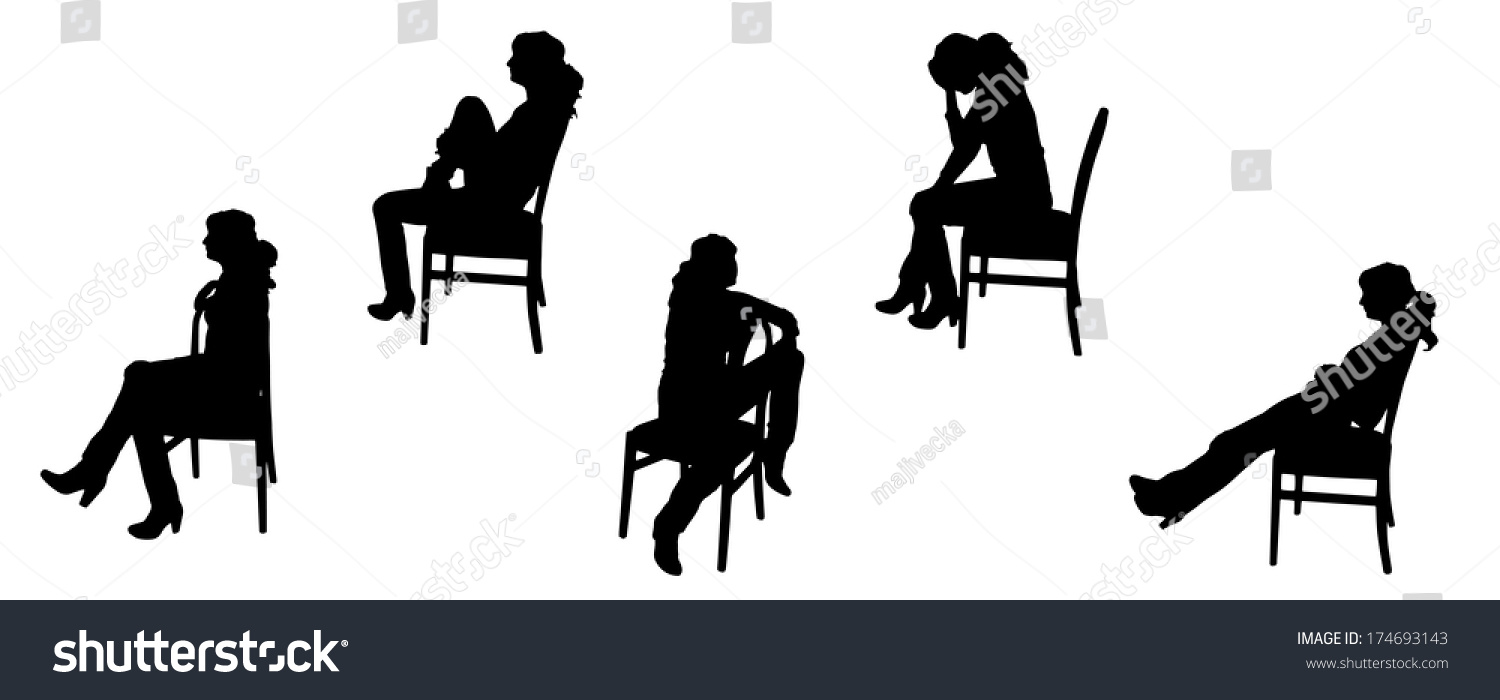 Vector Silhouette Of A Woman Who Is Sitting On A Chair. - 174693143 