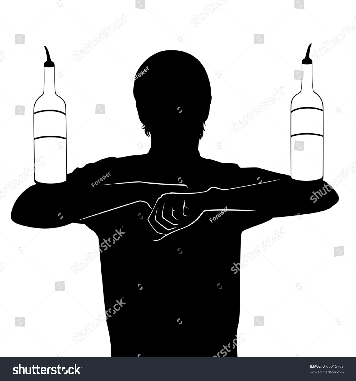 Vector Silhouette Of Barman Showing Tricks With A Bottle Shutterstock