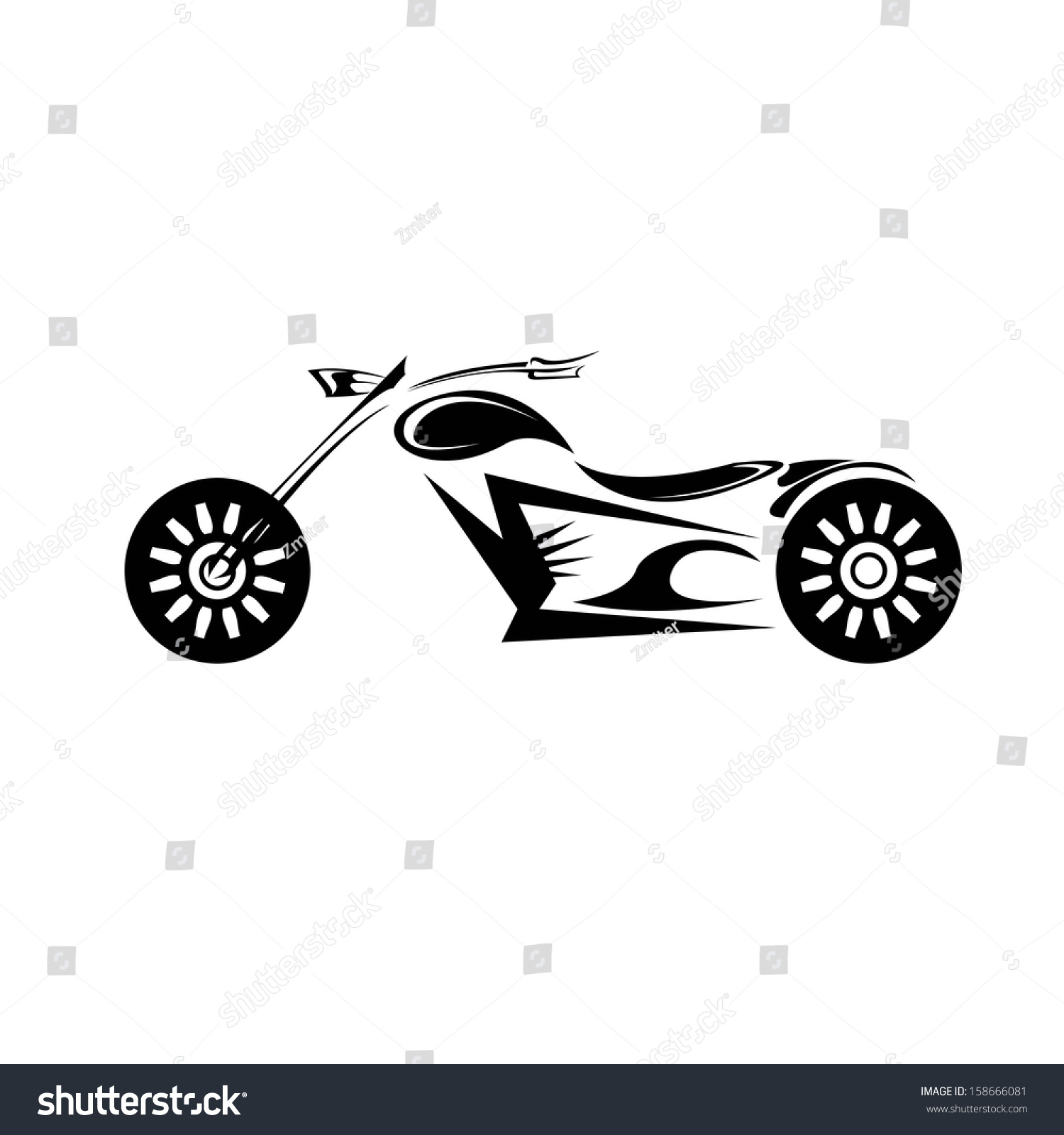 Vector Silhouette Of Classic Motorcycle. Vector Motorcycle Icon