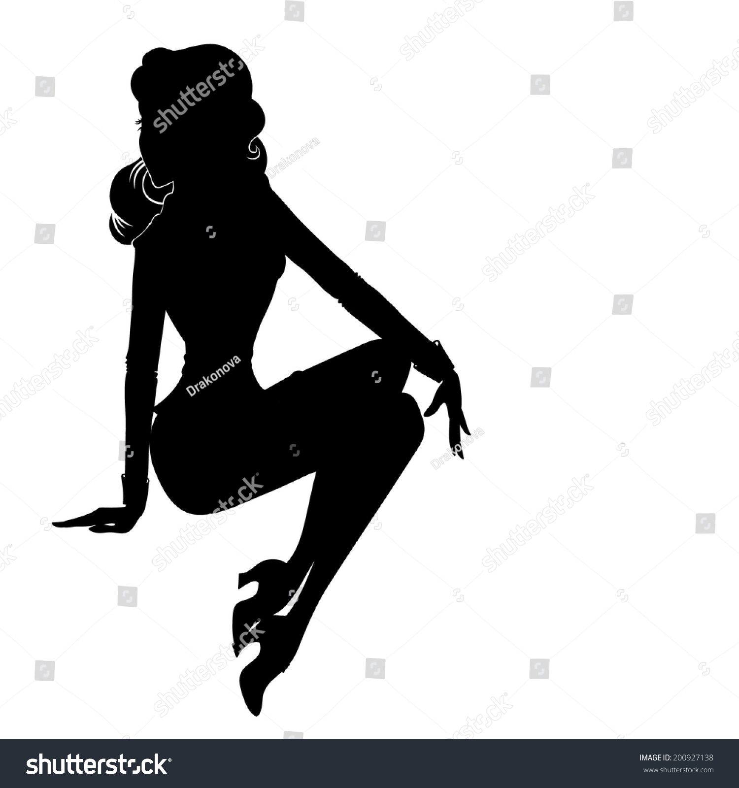 Vector Silhouette Sexy Pinup Girl Suite Stock Vector 200927138 Shutterstock 