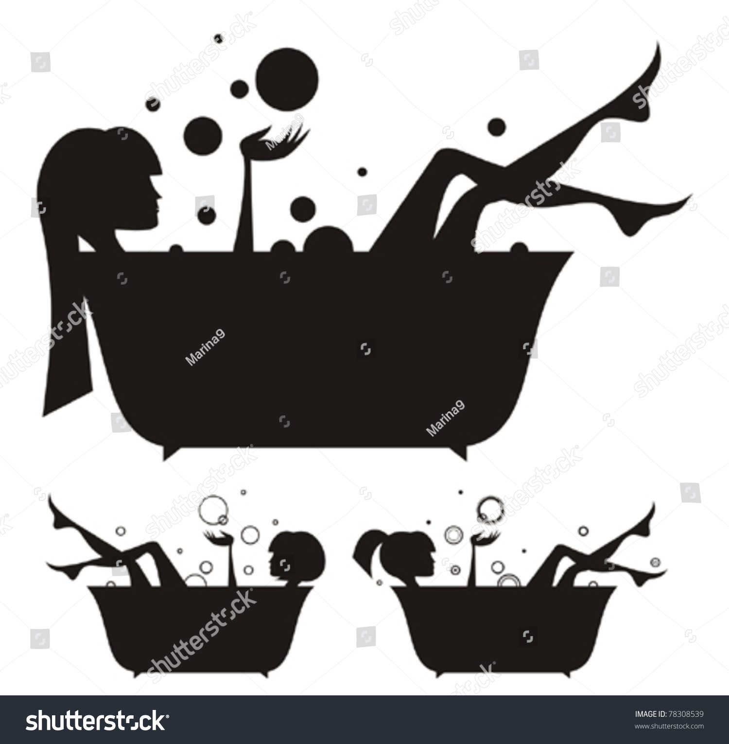 Vector Silhouettes Girls In The Bath 78308539 Shutterstock 4706