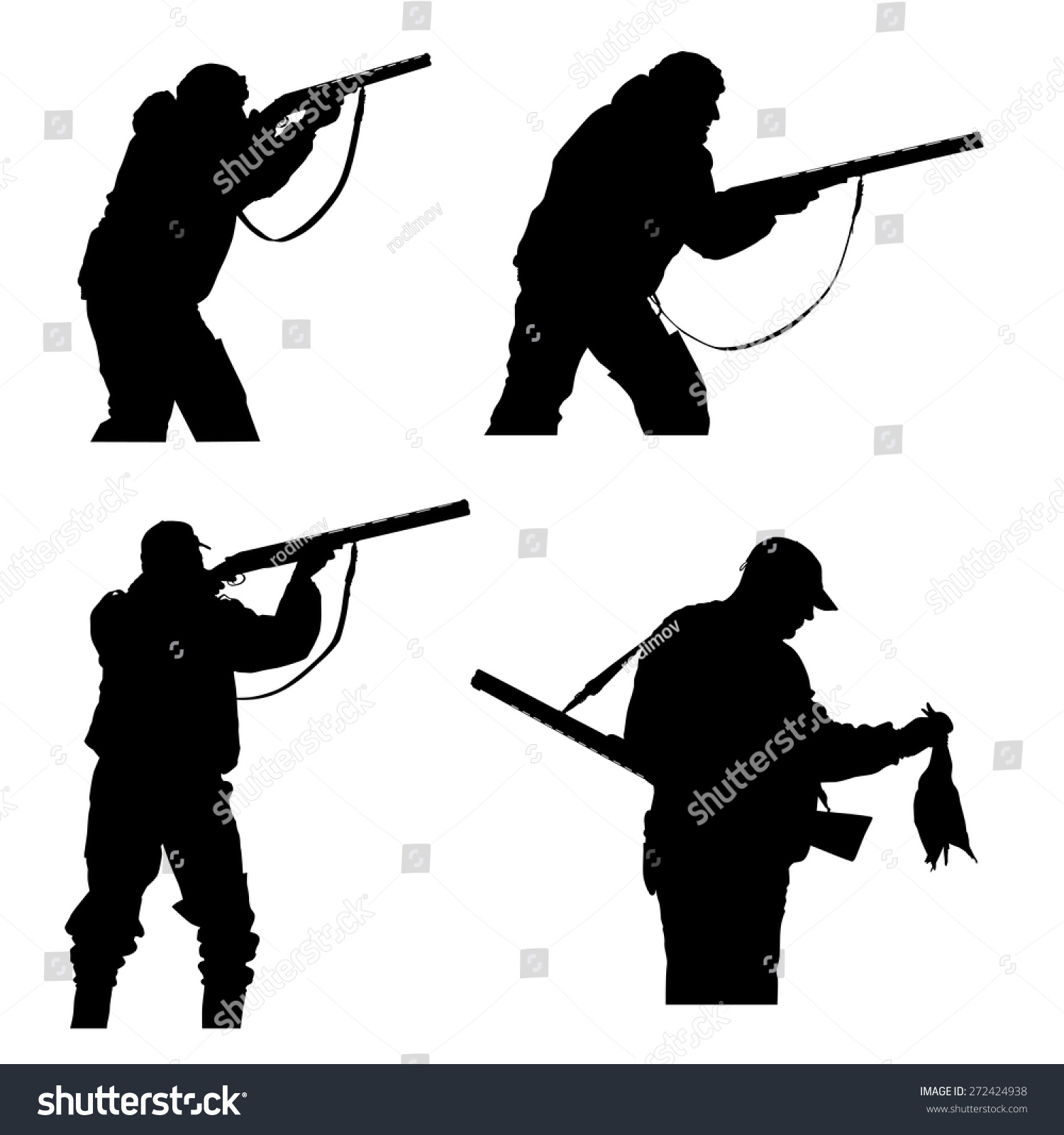 Vector Silhouettes Hunters On White Background Stock Vector 272424938 ...