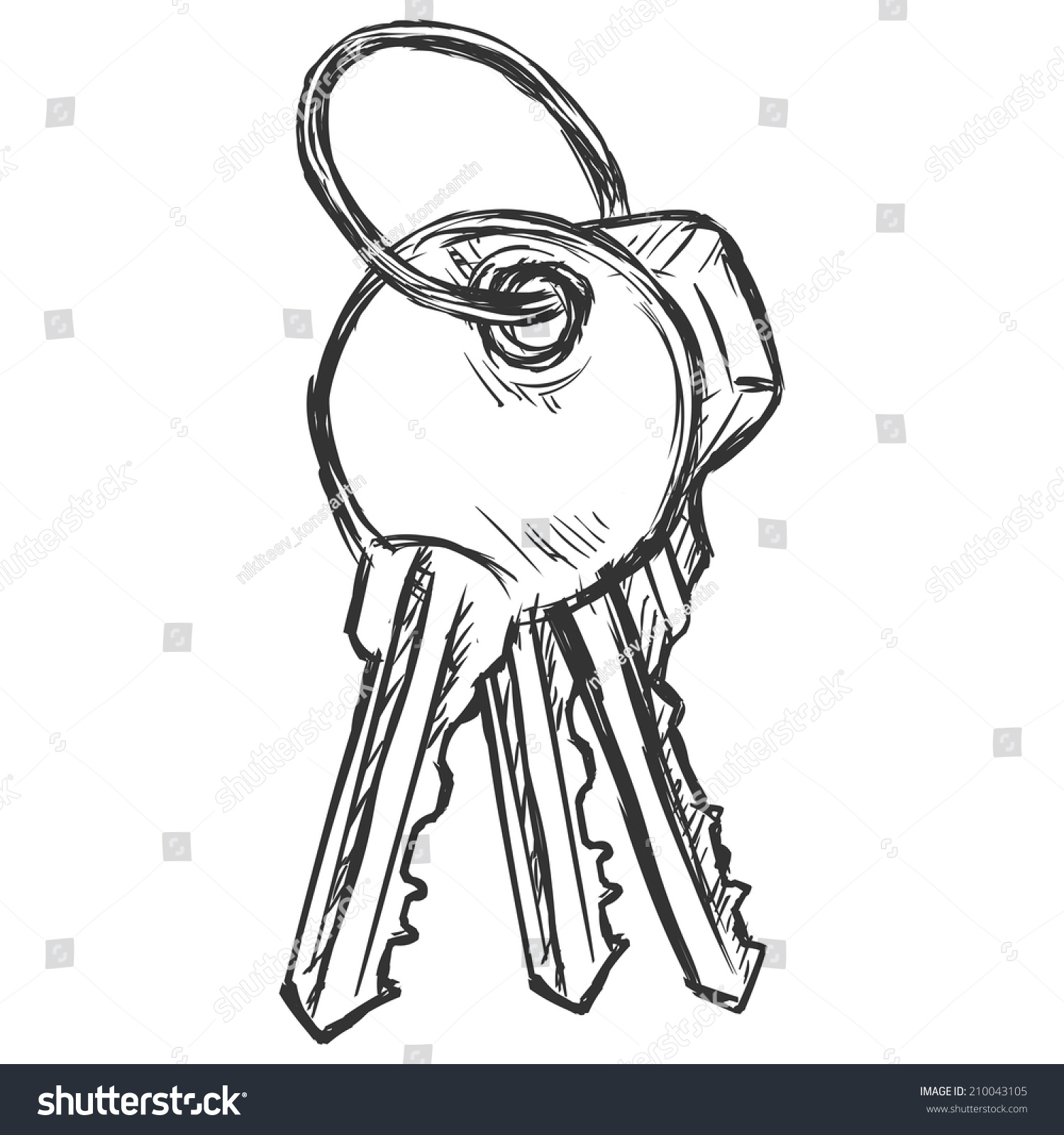 Vector Sketch Bunch Three Modern Keys Stock Vector 210043105 Shutterstock