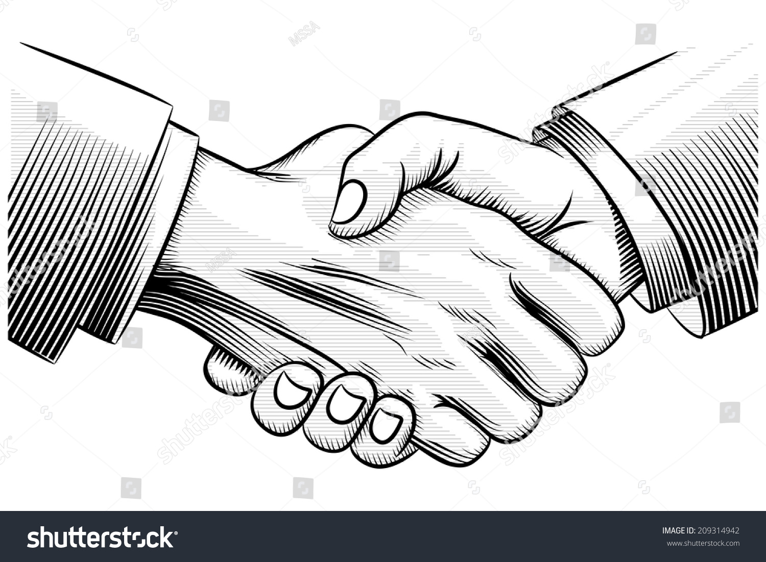 Vector Sketch Handshake, Vintage Shaking Hands Illustration 209314942