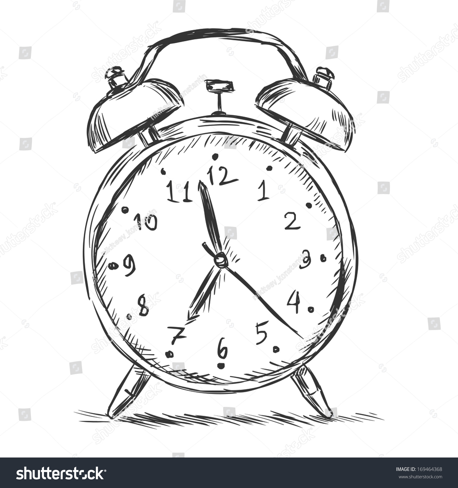 Vector Sketch Illustration Alarm Clock Stock Vector 169464368 - Shutterstock1500 x 1600