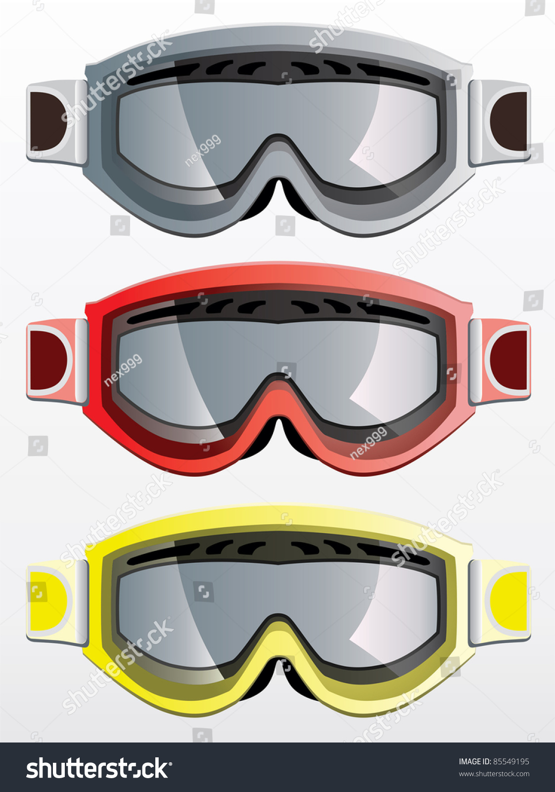 Vector Ski Goggles Isolated On White Background - 85549195 : Shutterstock