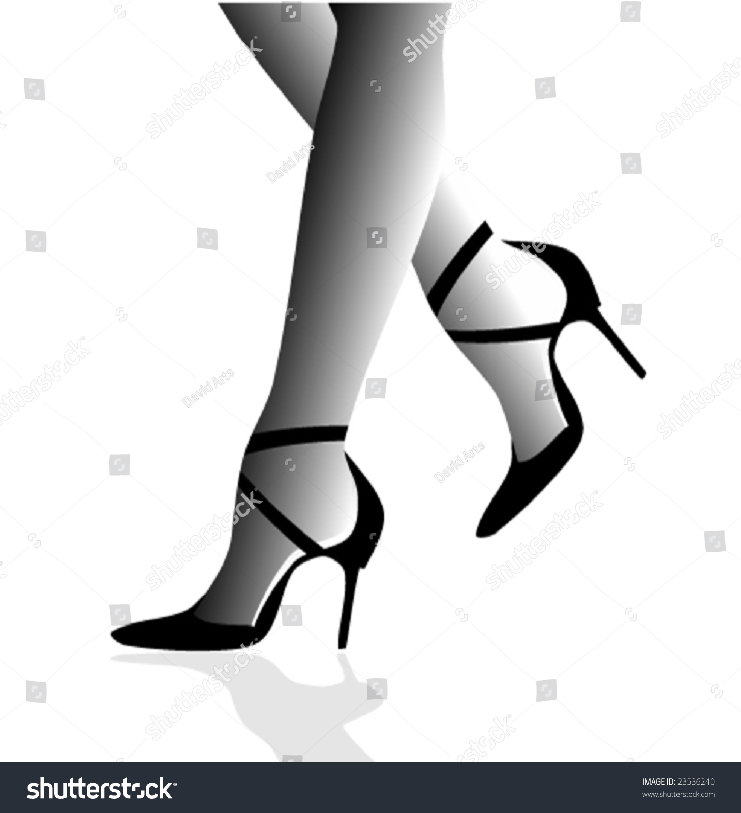 Vector Stiletto Heels On Woman Black And White Illustration 23536240