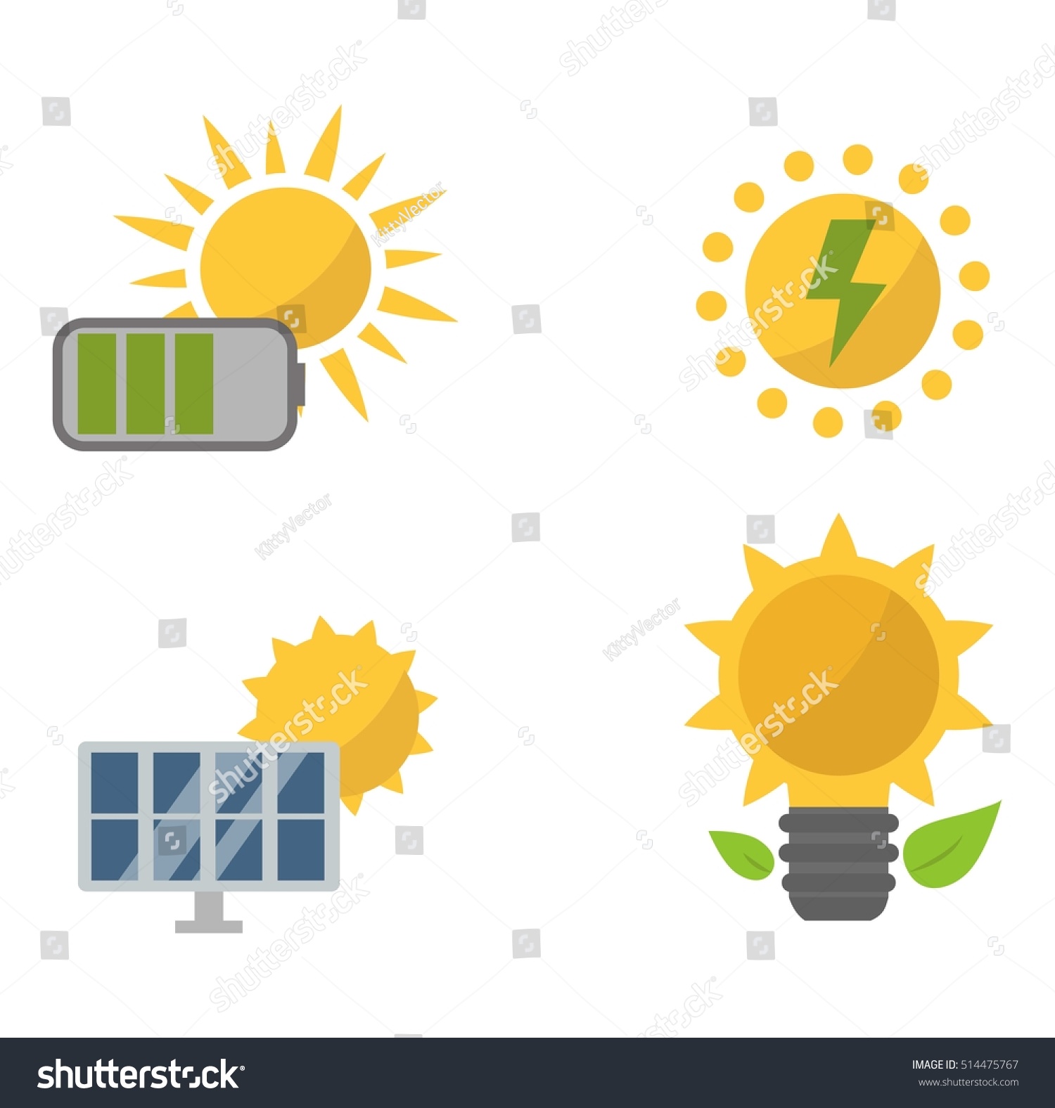 Vector Sun Solar Energy Icon Set Stock Vector Royalty Free 514475767