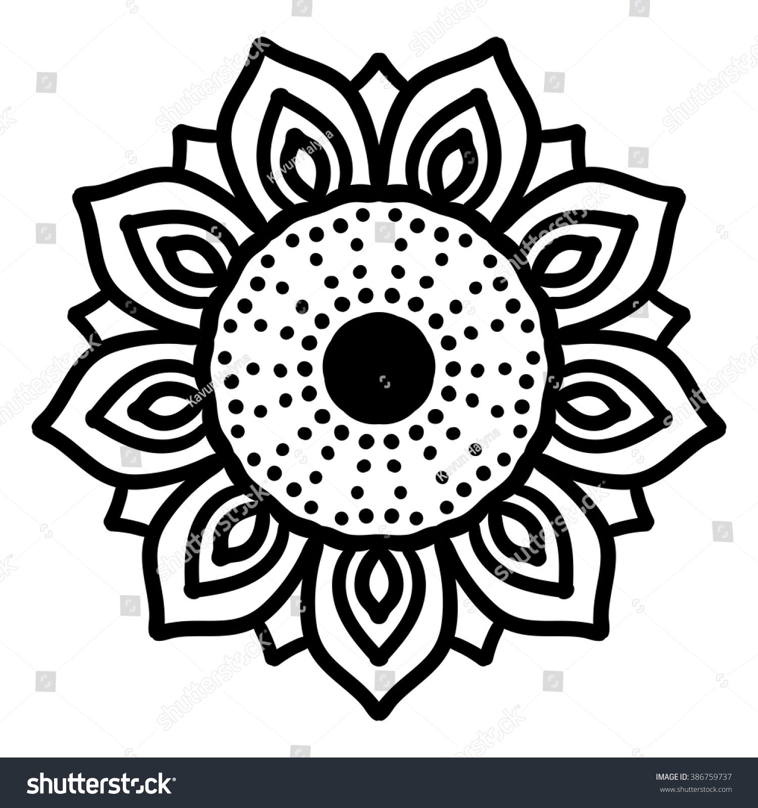 Download Vector Sunflower. Black And White Bohemian Texture, Boho ...