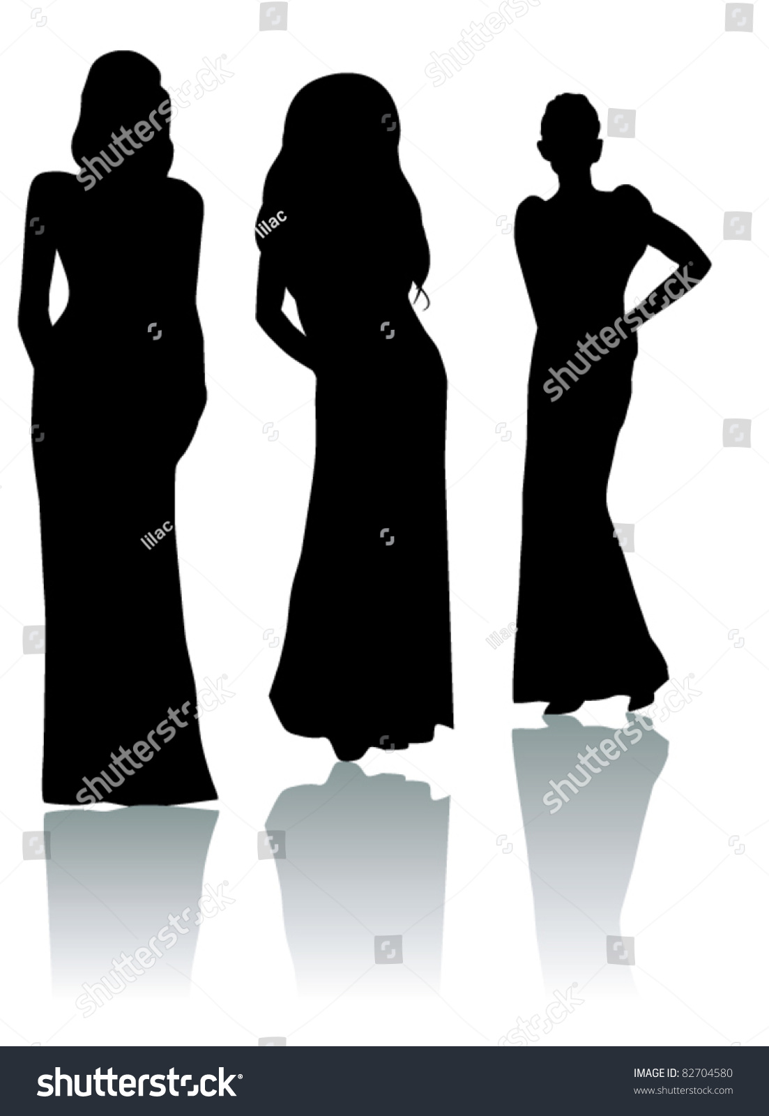 Vector Three Women Silhouettes With Reflection 82704580 Shutterstock