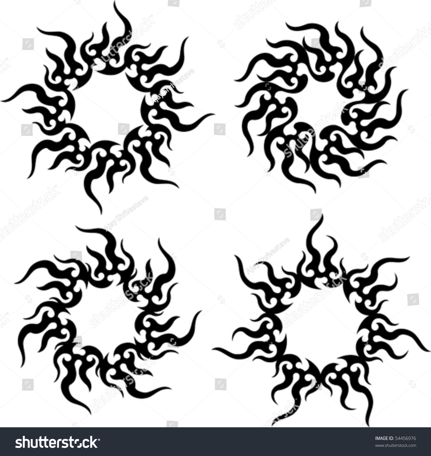 Vector Tribal Tattoo Sun, Flame Design - 54456976 : Shutterstock