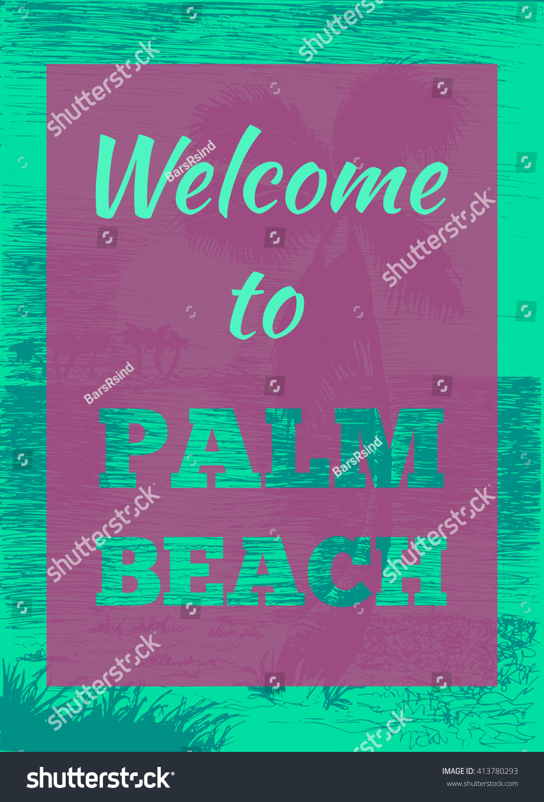 Vector Tropical Summer Illustration Palm Tree Stock Vector Royalty