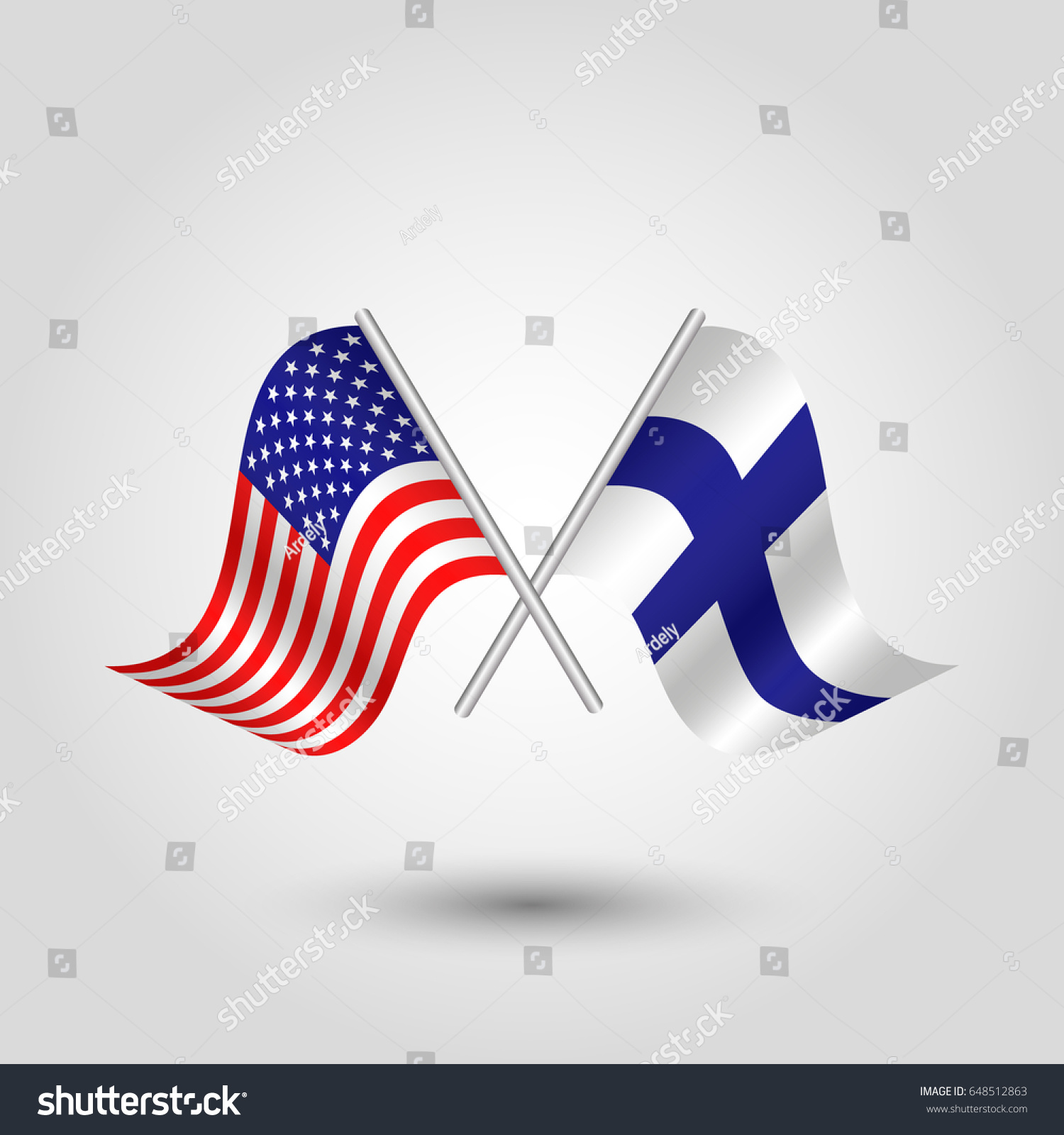 Vector Two Crossed American Finnish Flags Stock Vector Royalty Free