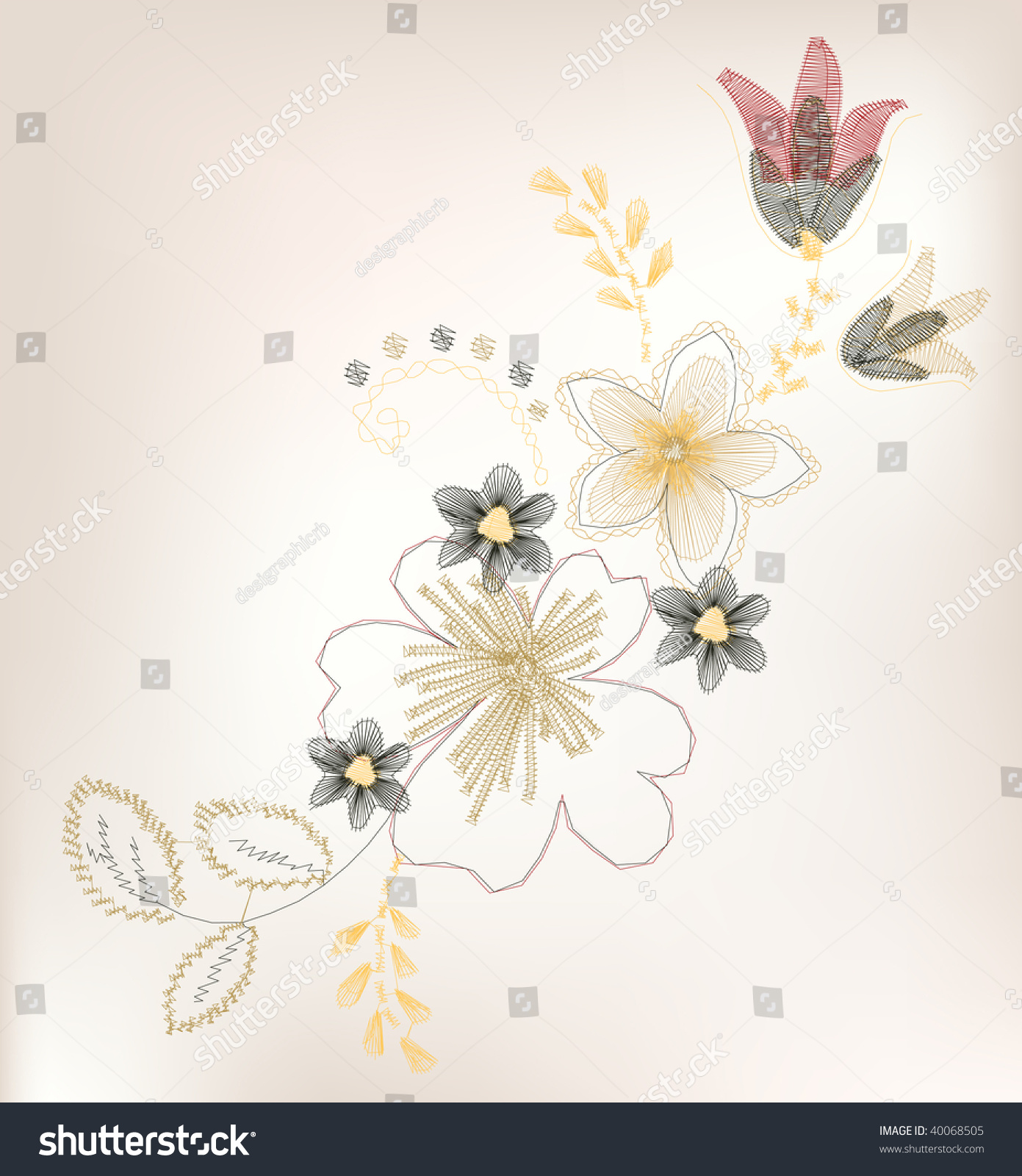 Vector Vintage Flower - 40068505 : Shutterstock