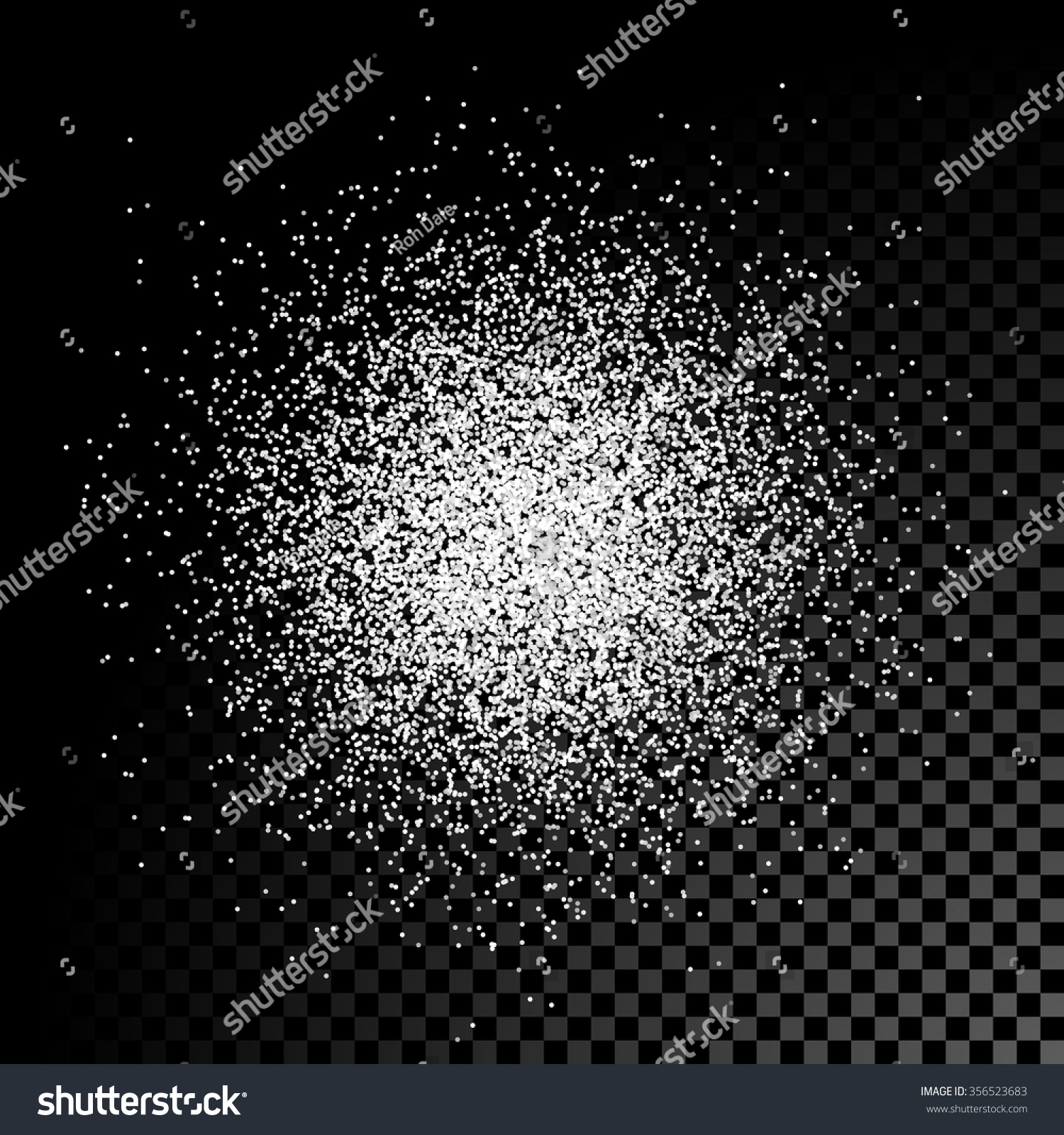Vector White Dust Explosion. White Dust Texture On Transparent