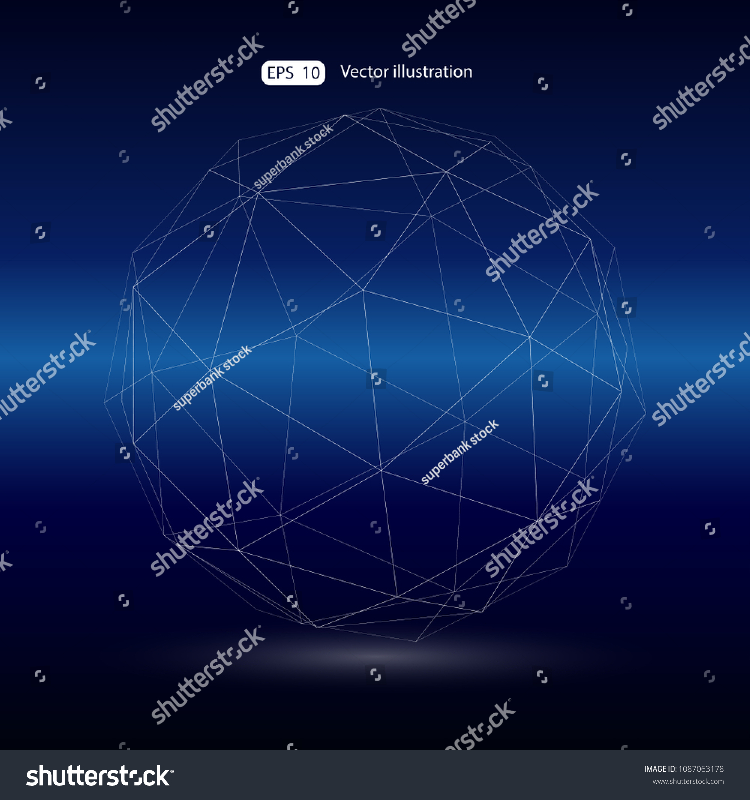 Vector Wireframe Connecting Earth Sphere Globe Stock Vector Royalty