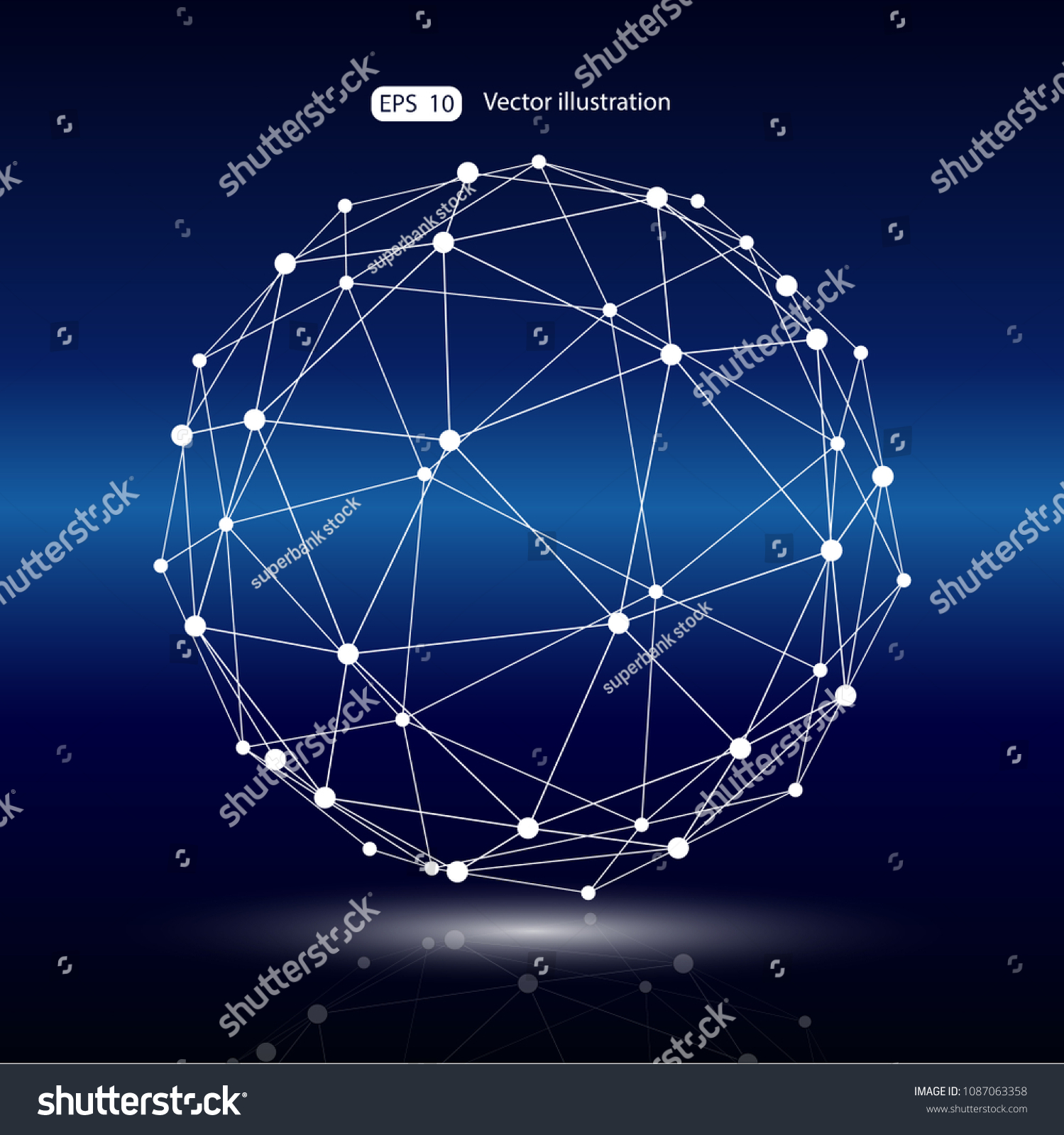 Vector Wireframe Connecting Earth Sphere Globe Stock Vector Royalty