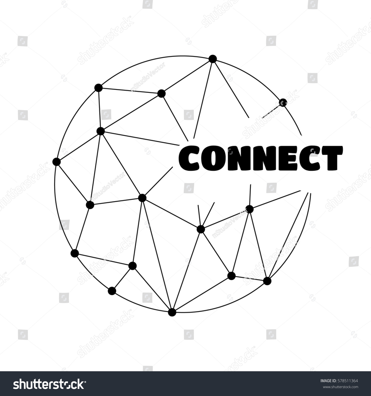 Vector Wireframe Connecting Earth Sphere Globe Stock Vector Royalty