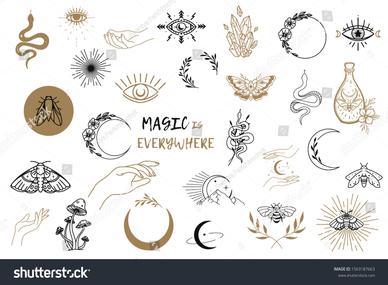 Vector Witch Magic Design Elements Set Stock Vector Royalty Free