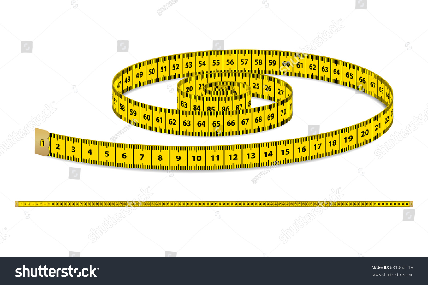 Vector Yellow Realistic Measuring Tape Strap Stock Vector Royalty Free