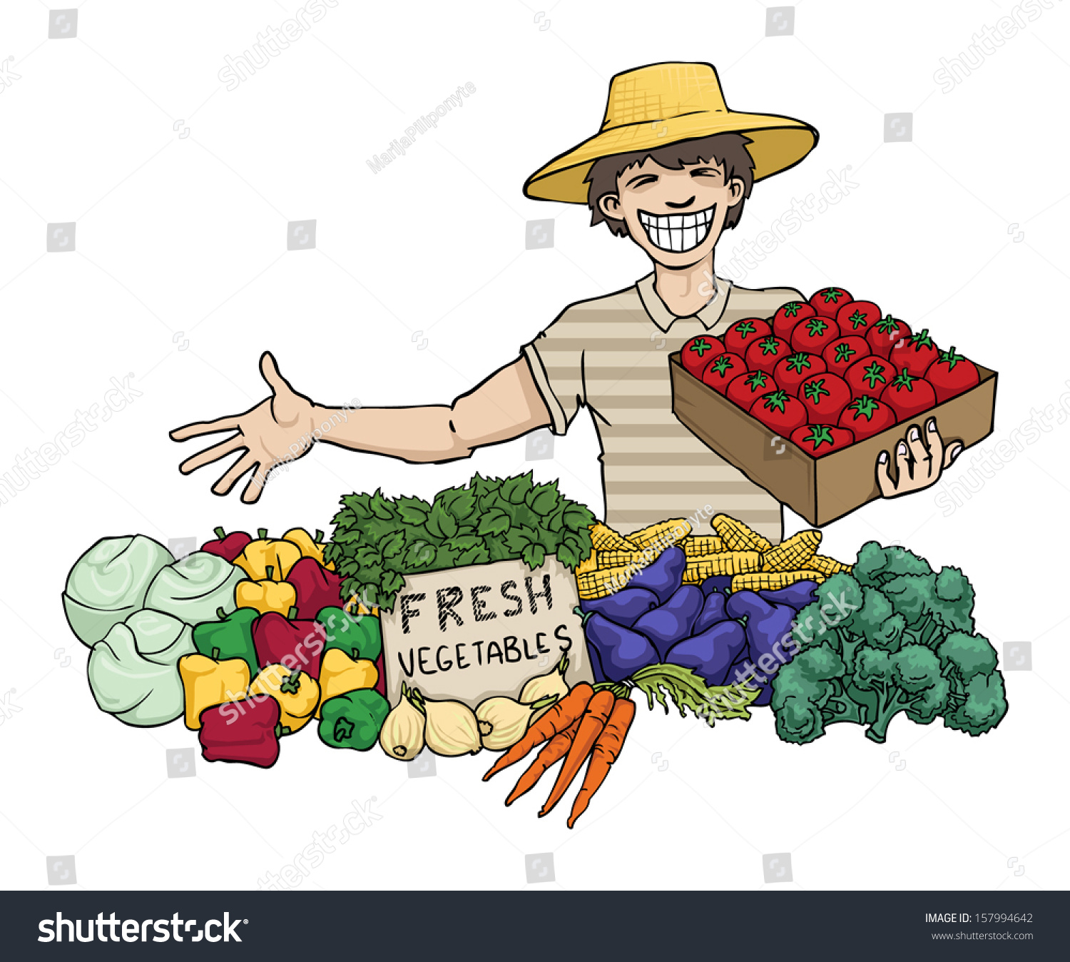 Vegetable Seller Vector Illustration Stock Vector 157994642 - Shutterstock