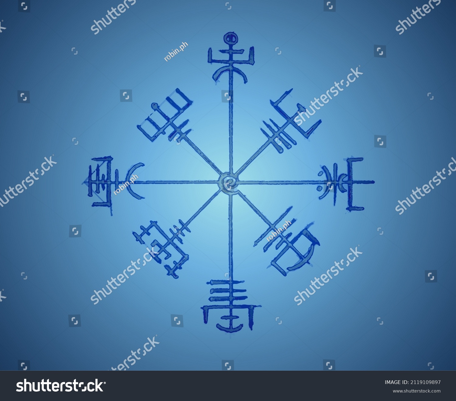 Vegvisir Runic Compass Pencil Drawing Style Stock Vector Royalty Free