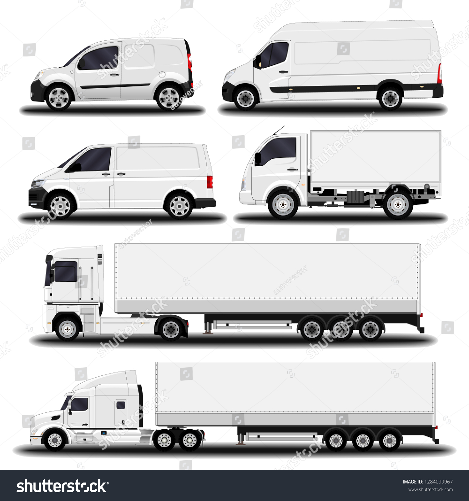 Vehicles Set Cargo Truck Van 库存矢量图免版税1284099967 Shutterstock