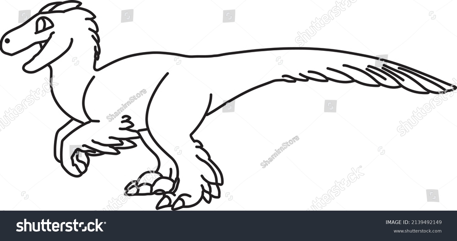 Velociraptor Line Art Vector Drawing Stock Vector Royalty Free