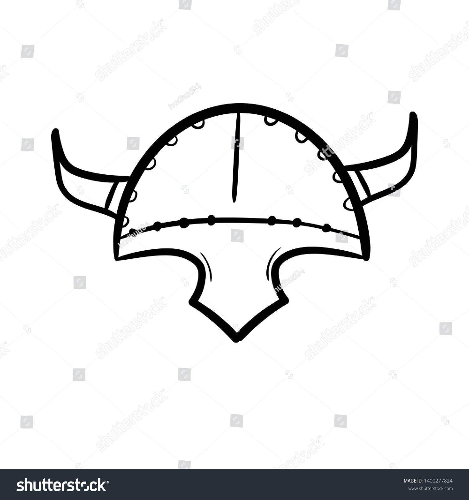 Viking Helmet Vector Doodle Icon Drawing Stock Vector Royalty Free