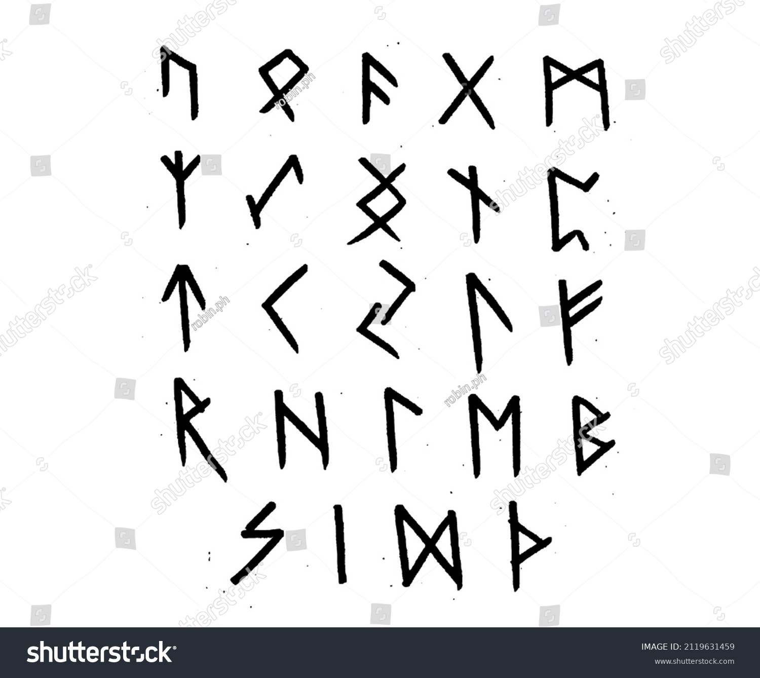 Viking Runen Lteres Futhark Alphabet Retro Norse Stock Vektorgrafik