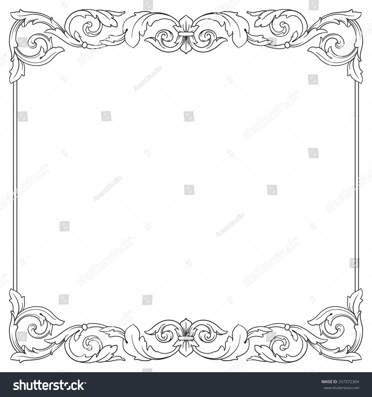 Vintage baroque frame scroll ornament engraving border floral retro pattern antique style acanthus foliage swirl decorative design element filigree calligraphy vector damask stock vector Vintage baroque frame scroll ornament engraving border floral retro pattern antique style acanthus foliage swirl decorative design element filigree calligraphy vector damask stock vector