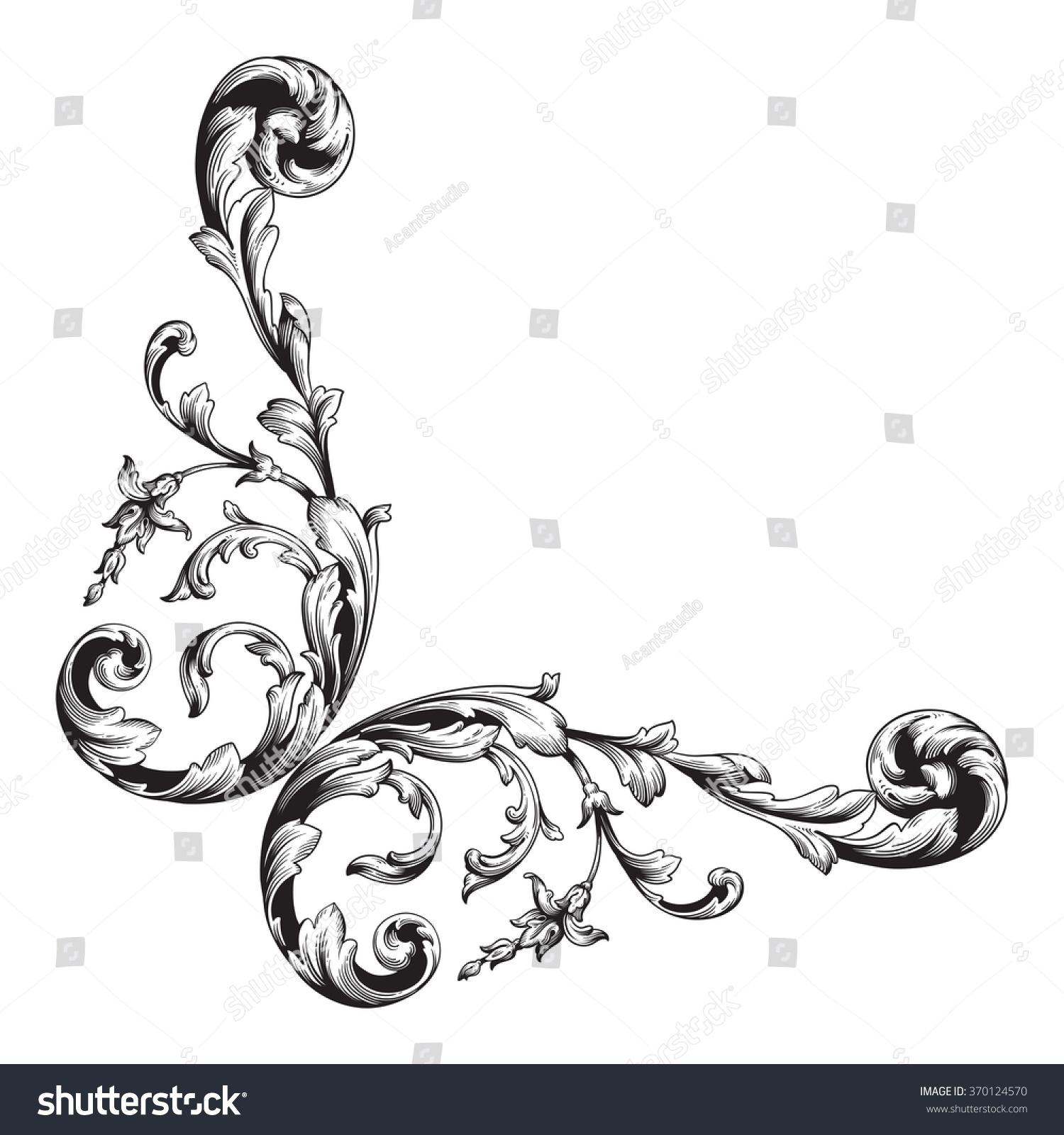 Vintage baroque frame scroll ornament engraving border floral retro pattern antique style acanthus foliage swirl decorative design element filigree calligraphy vector damask stock vector Vintage baroque frame scroll ornament engraving border floral retro pattern antique style acanthus foliage swirl decorative design element filigree calligraphy vector damask stock vector