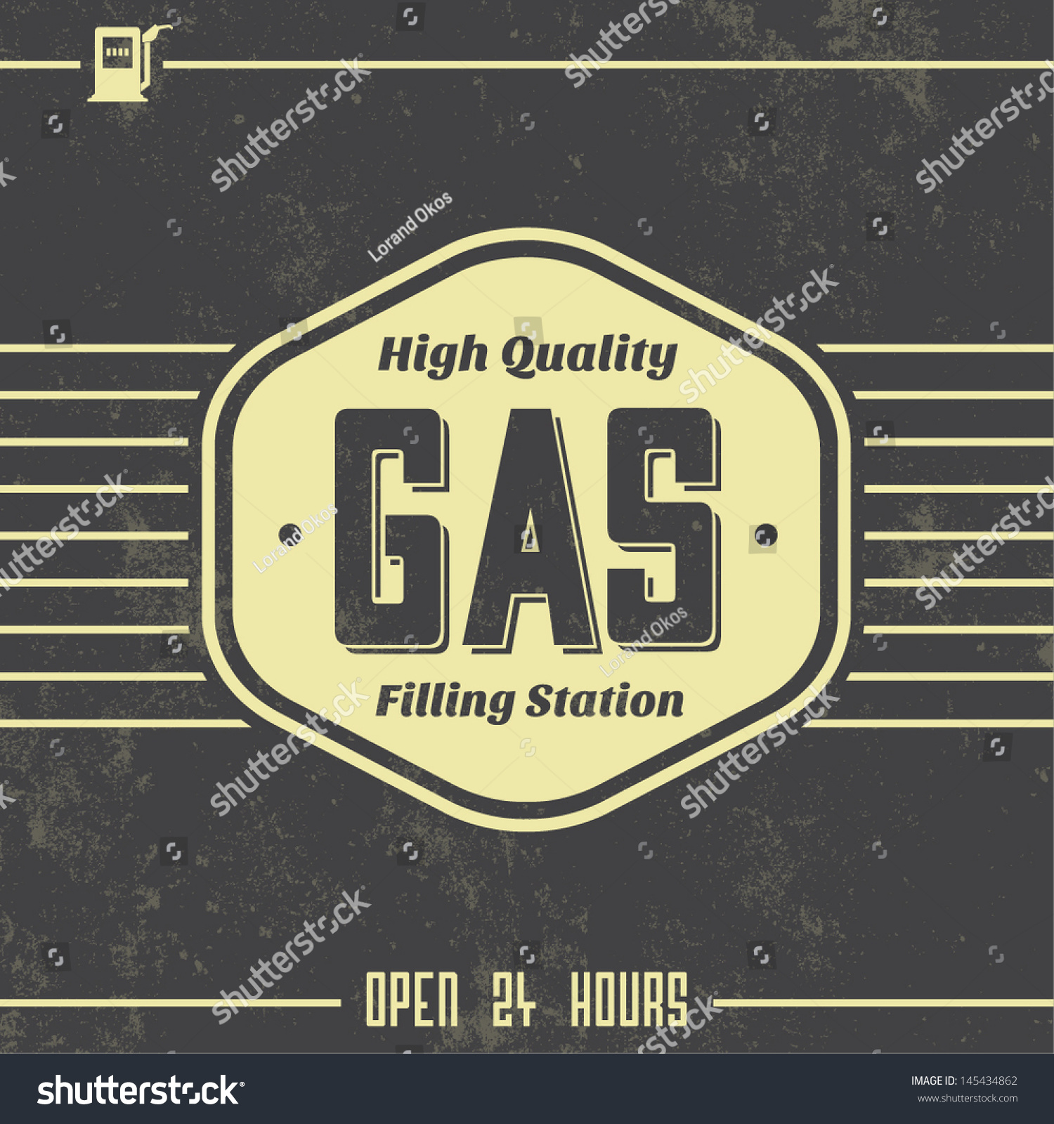 Vintage Gasoline Sign / Retro Template Stock Vector Illustration