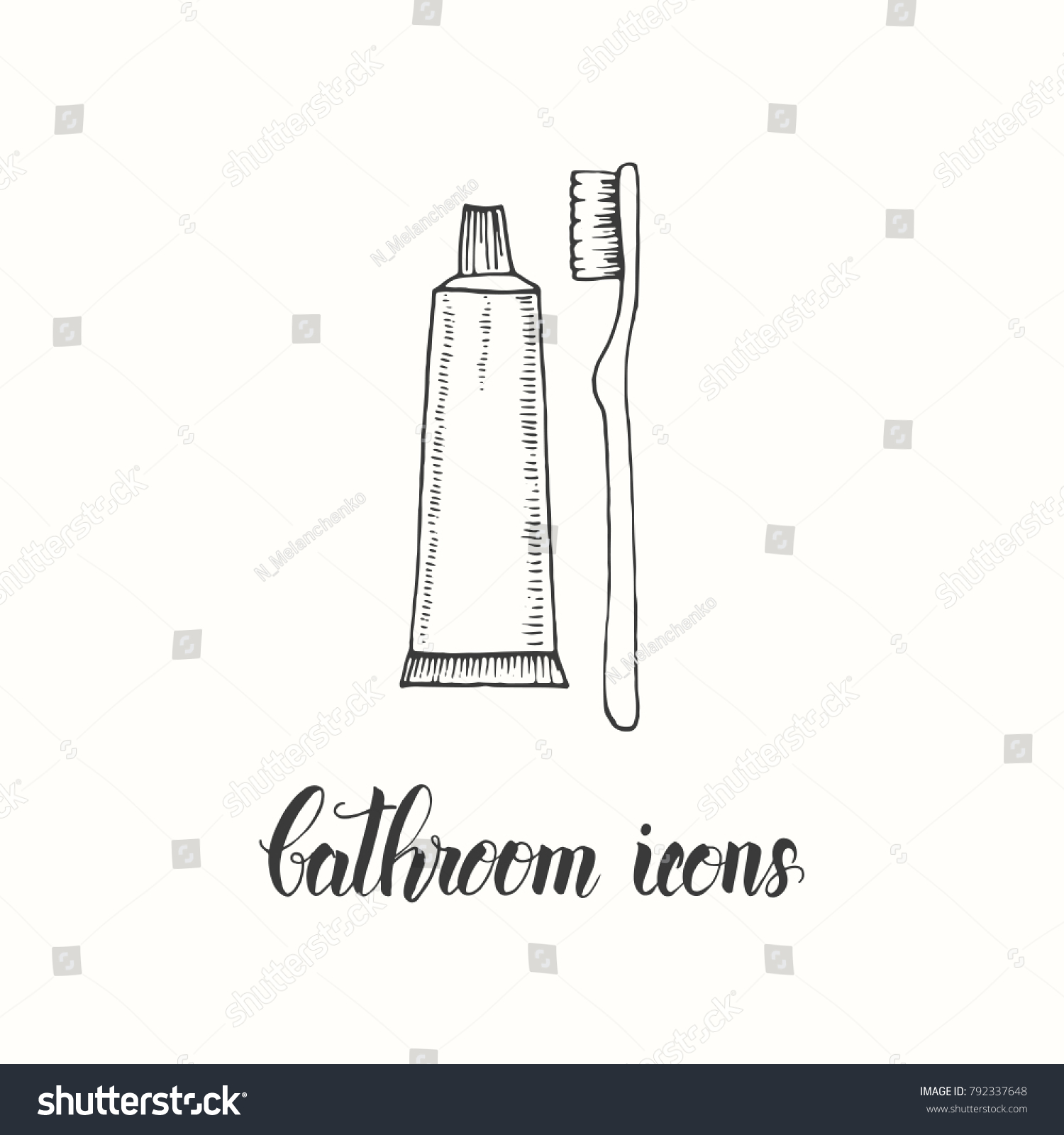 Vintage Hand Drawn Toothbrush Toothpaste Sketch Stock Vector Royalty