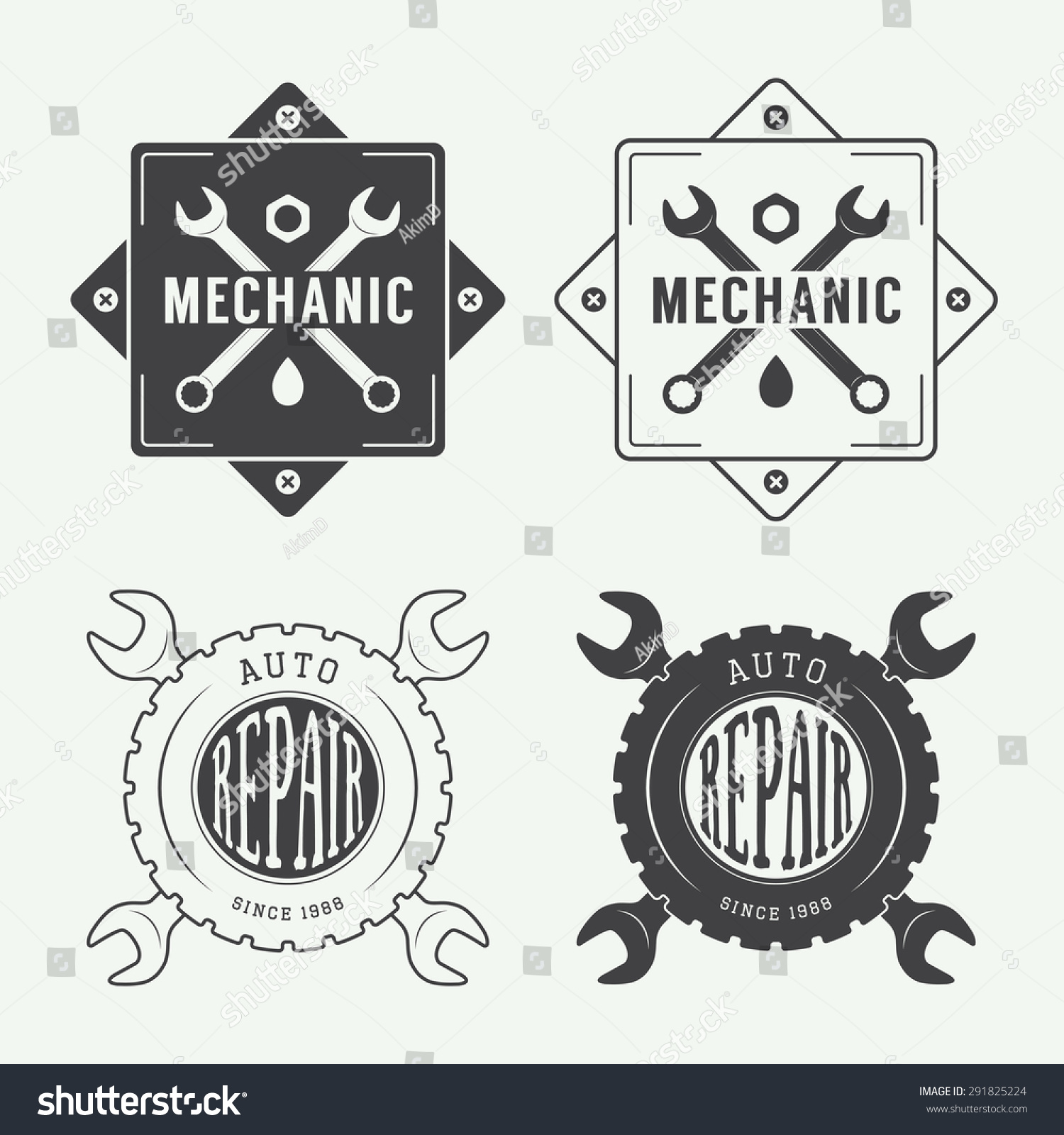 Vintage Mechanic Label Emblem Logo Vector Stock Vector 291825224 ...