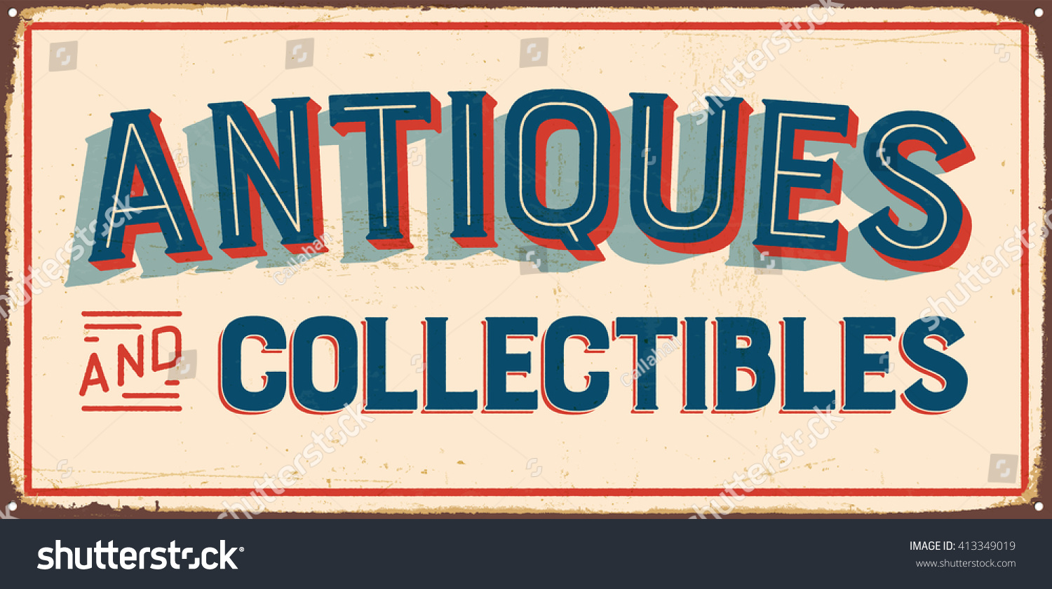 Vintage Metal Sign Antiques Collectibles Vector Stock Vector 413349019 ...