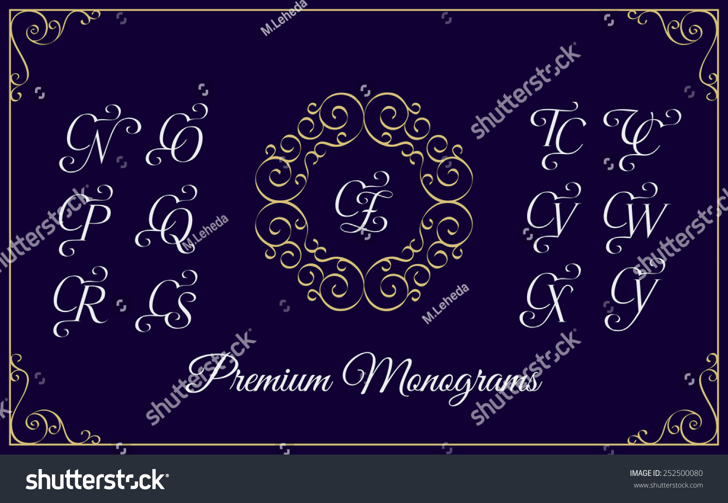vintage monogram design template combinations capital stock vector 252500080