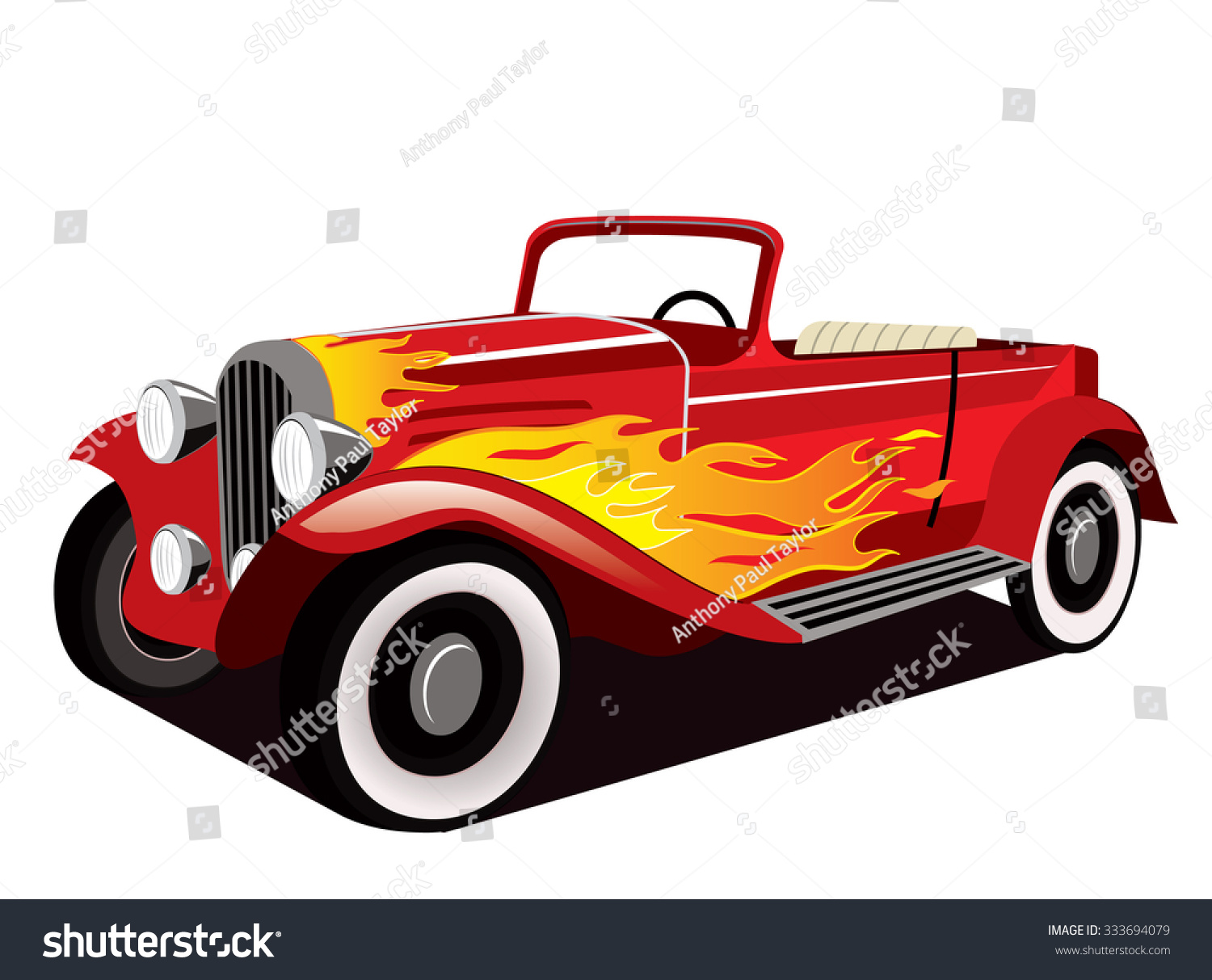 Vintage Red Hotrod Stock Vector 333694079 Shutterstock