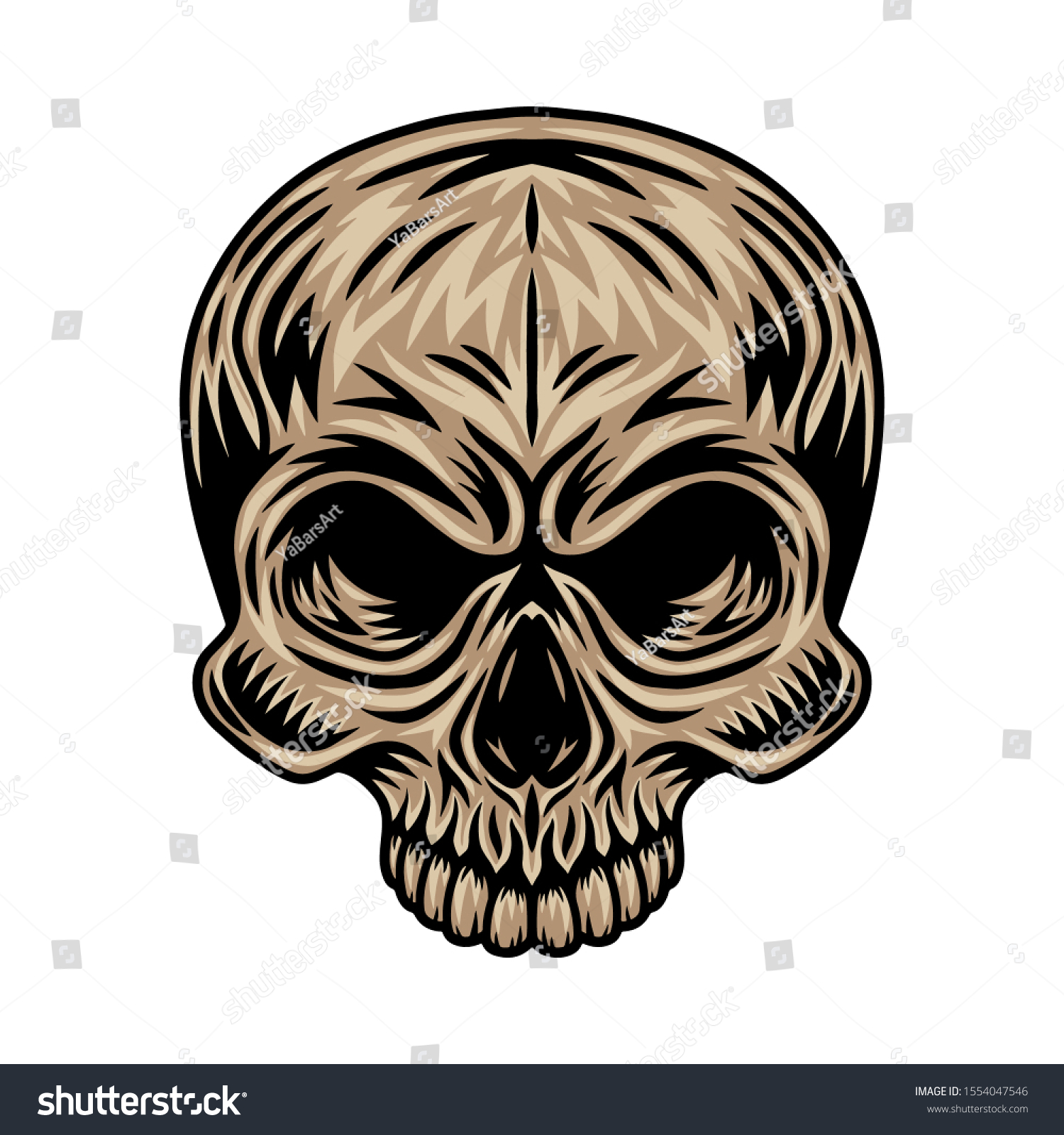 Vintage Retro Human Skull Isolated Vector Vector De Stock Libre De