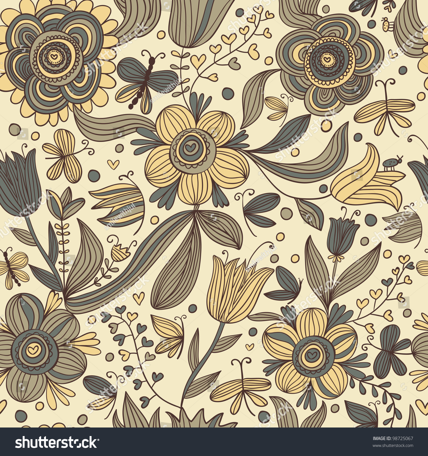 Vintage Seamless Pattern. Old Fashioned Background Ilustración