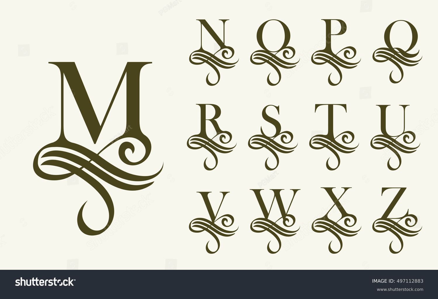 Vintage Set 2 Capital Letter Monograms Stock Vector 497112883 Shutterstock