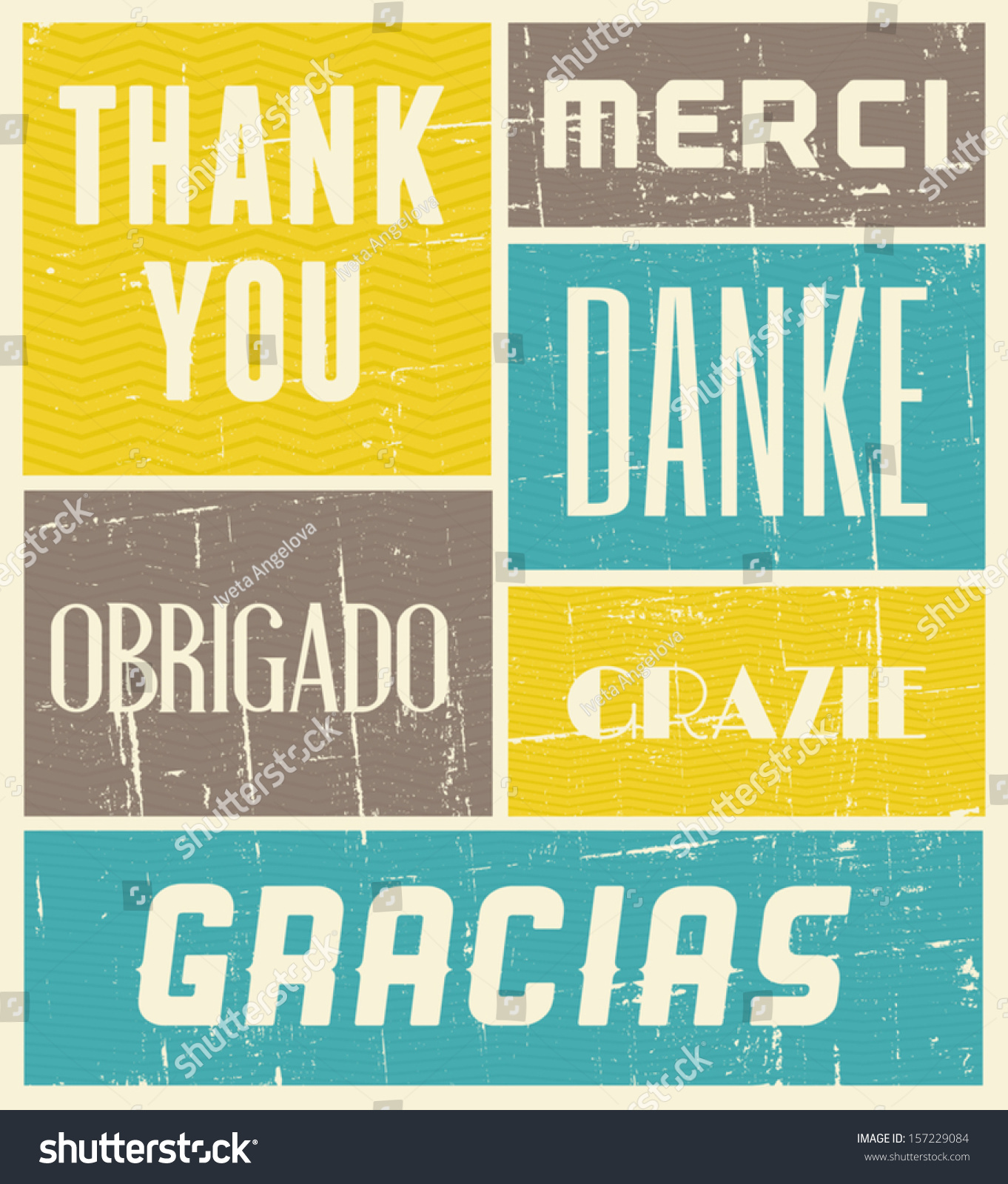 Vintage Style Poster With The Words Thank You In Different Languages 