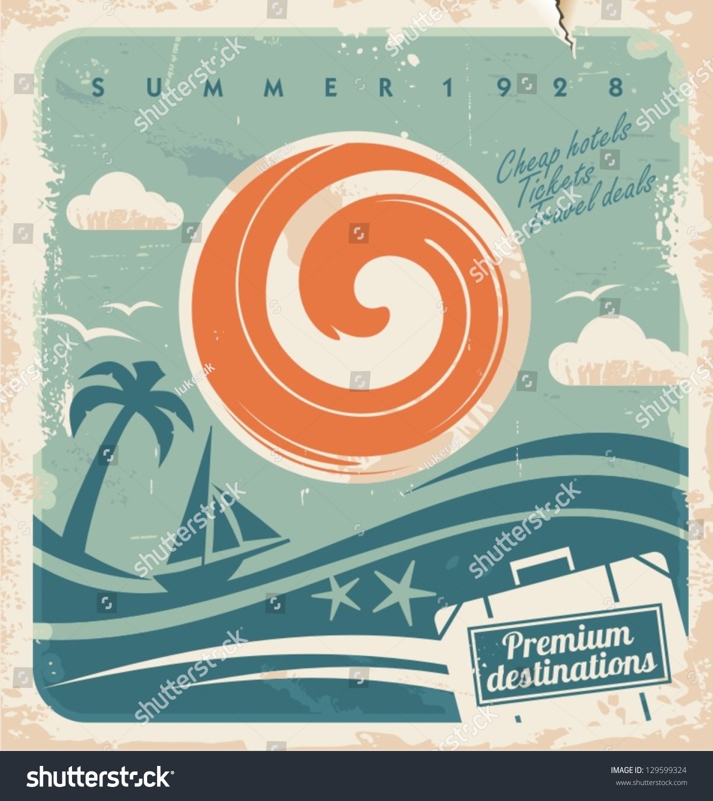 Vintage Summer Holiday Poster Vector Template Stock Vector ...