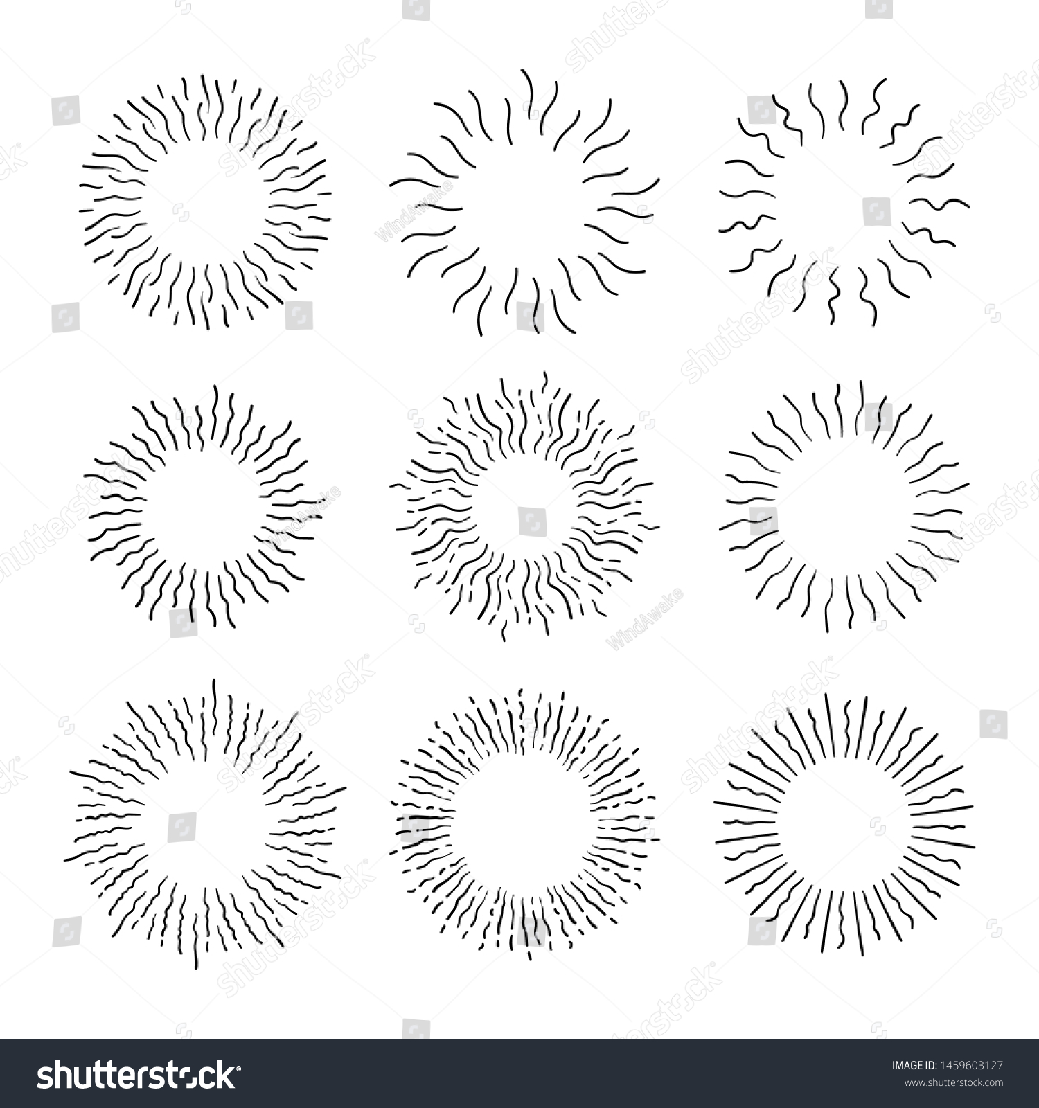 Vintage Sunburst Explosion Hand Drawn Design Stock Vector Royalty Free