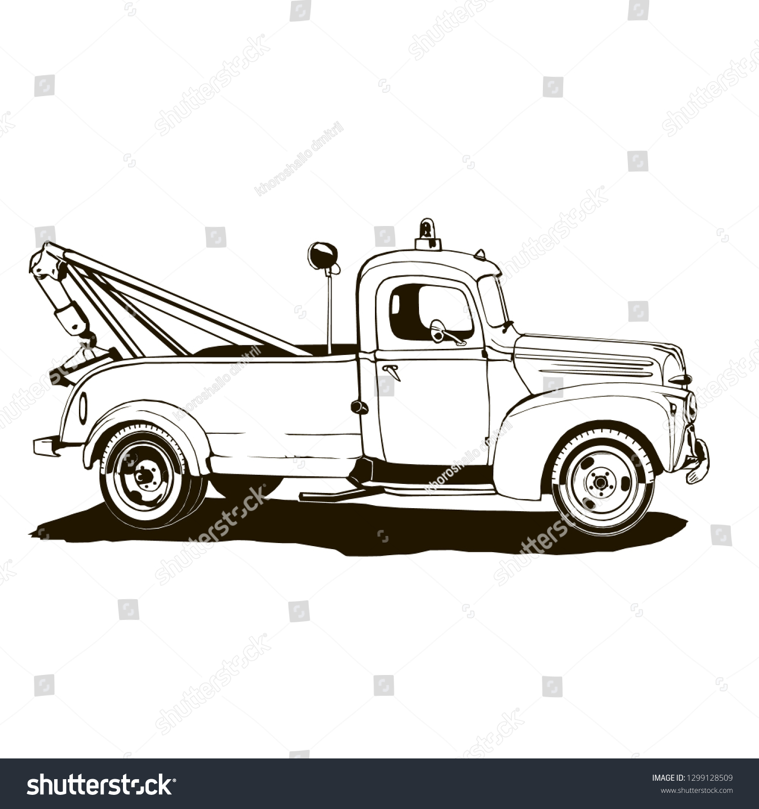 Vintage Tow Truck Vector Illustration Monogram Vector De Stock Libre